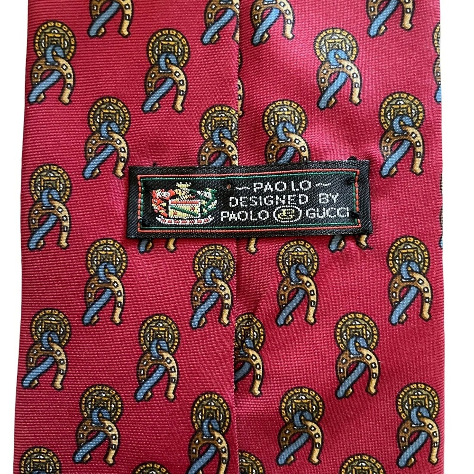 Paolo Gucci × Vintage Paolo Gucci Vintage Red Equestrian-Themed Pattern Silk Tie Size ONE SIZE - 5 Thumbnail