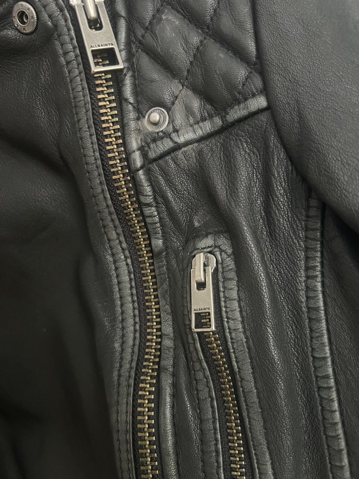 Allsaints AllSaints Cargo Biker Leather Jacket– Black/Grey Size M / US 6-8 / IT 42-44 - 1 Thumbnail