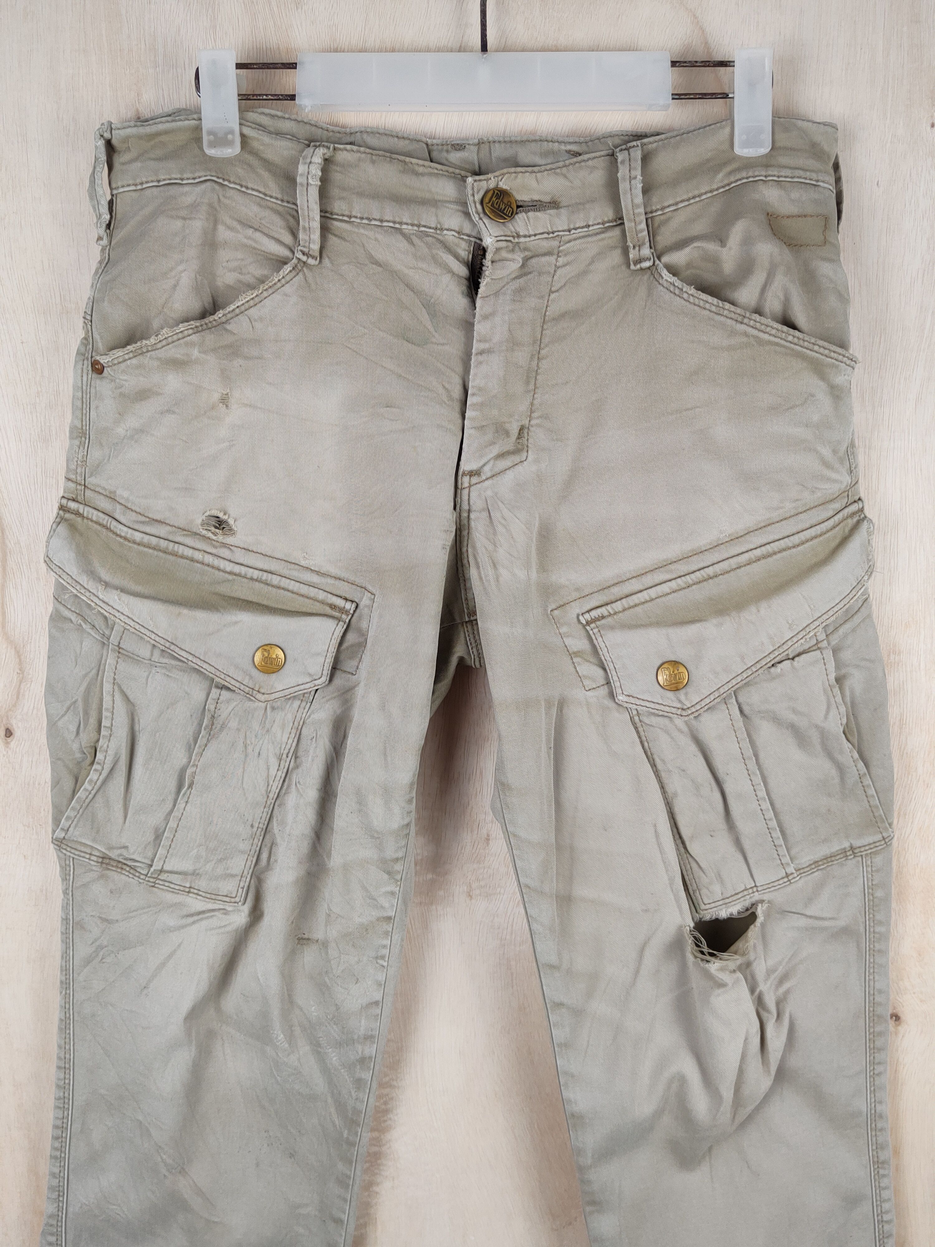 Edwin Edwin Beige Faded Multipocket Tactical Cargo Pants #S2446 Size US 31 - 2 Thumbnail