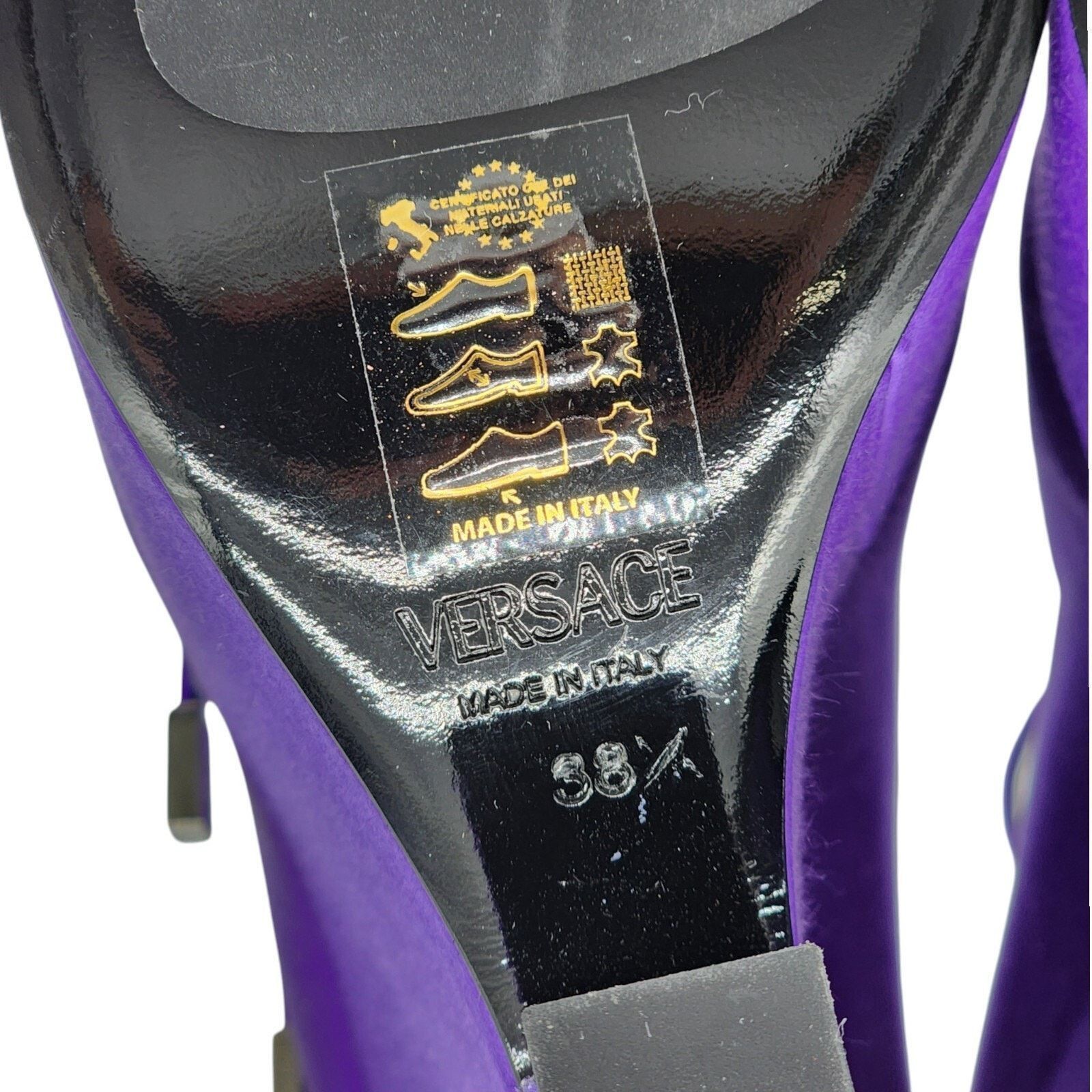 Versace Tempest Strappy Satin Platform Pumps Purple EU 38.5 US 8.5 Size US 8.5 / IT 38.5 - 6 Thumbnail