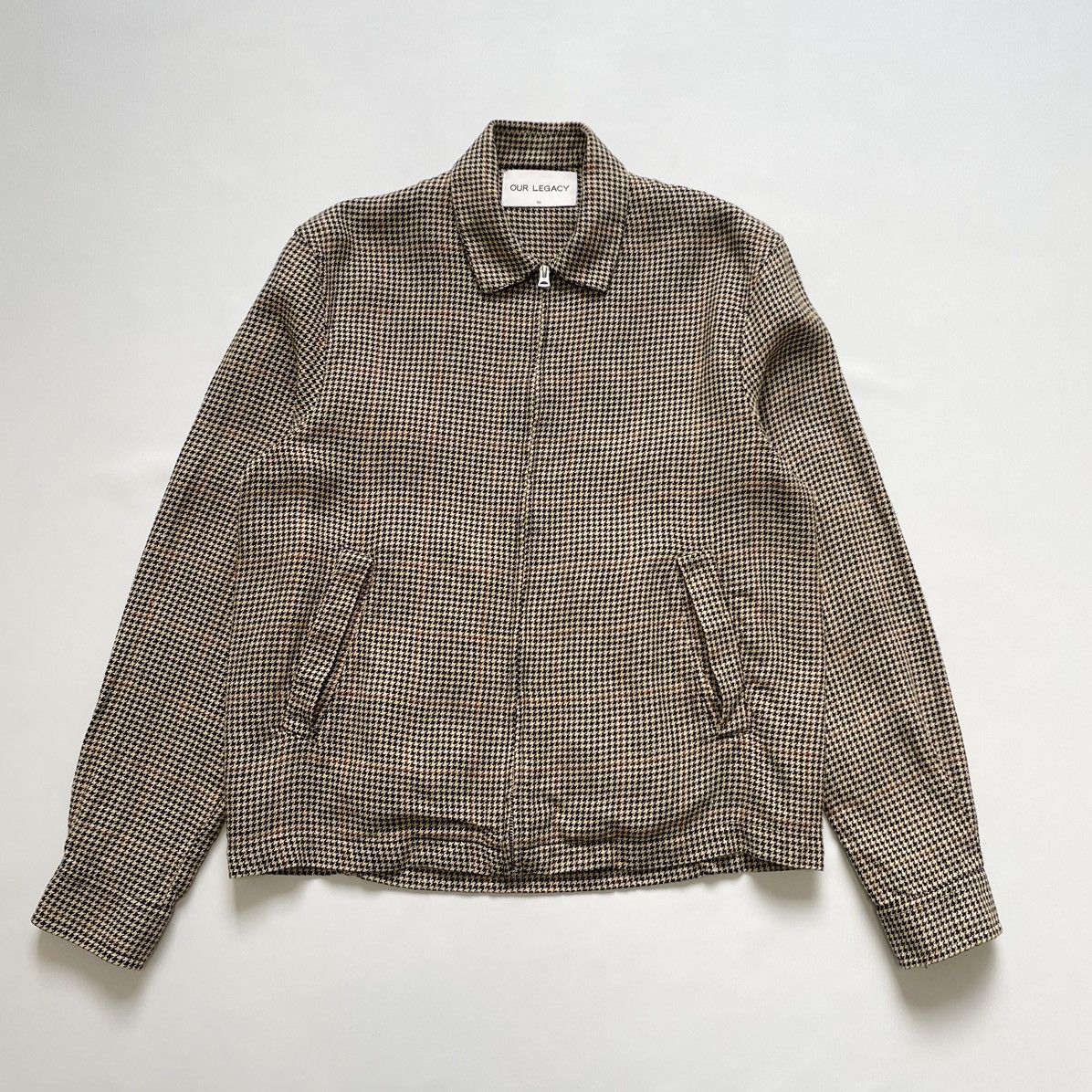 Pre-owned Our Legacy Tan ‘houndstooth Tweed' Linen Jacket