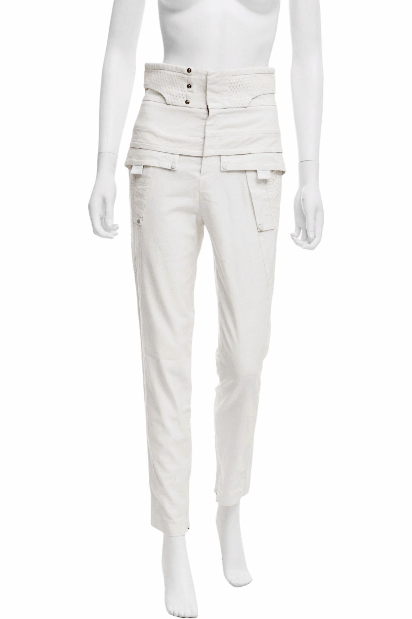 Gucci by Frida Giannini S/S 2010 White High Wasted Tactical Pants Size 28" / US 6 / IT 42 - 1 Thumbnail