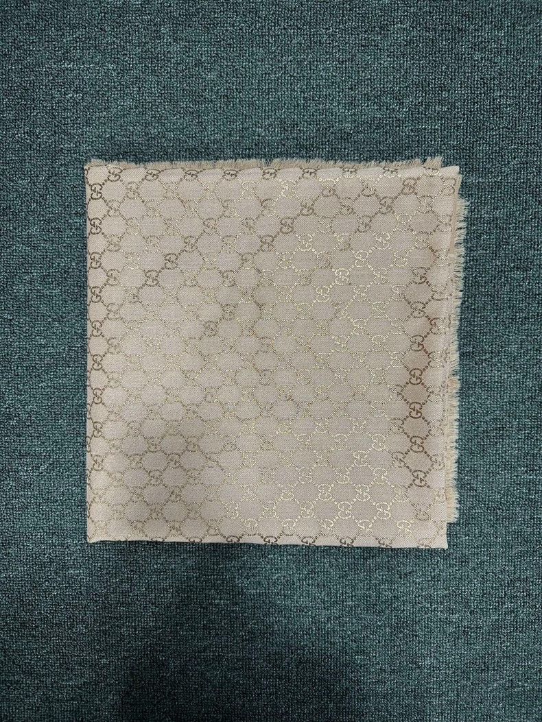 Gucci New gold thread logo silk scarf 2506-Nextarrow