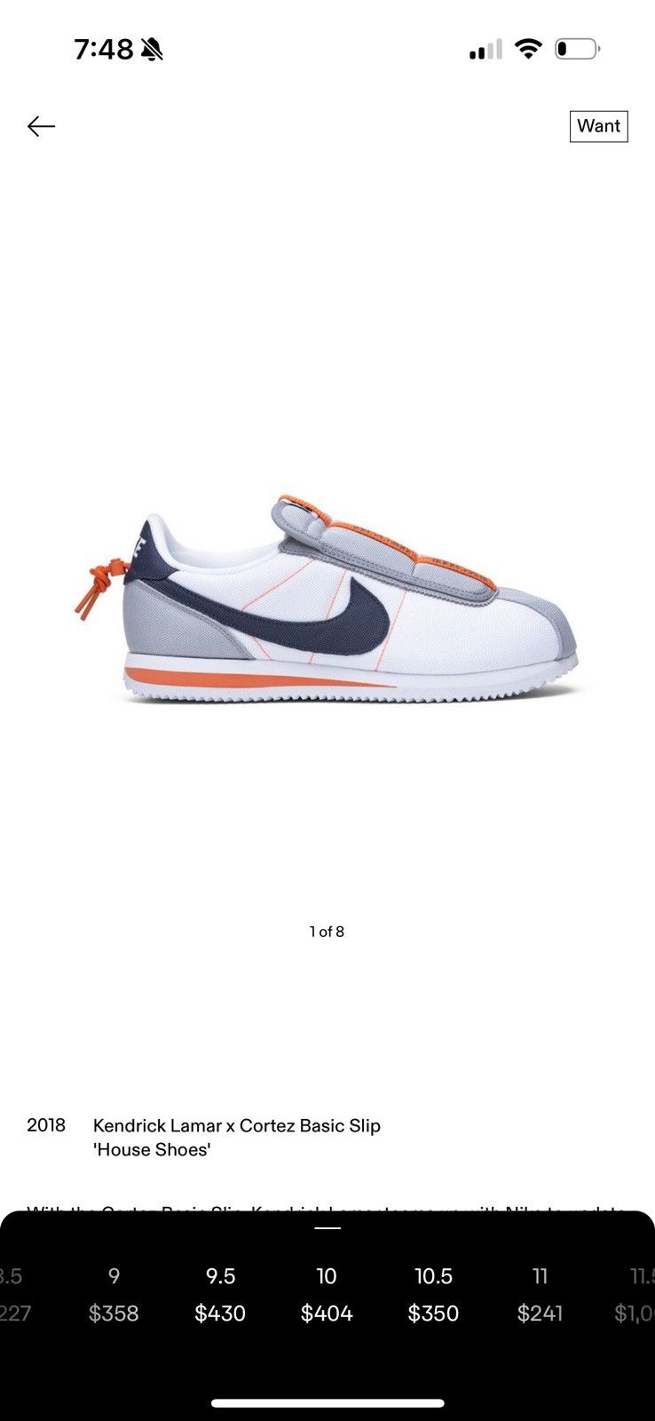 Nike 2018 Kendrick Lamar x Nike Cortez “House Shoes” Size US 10 / EU 43 - 2 Thumbnail