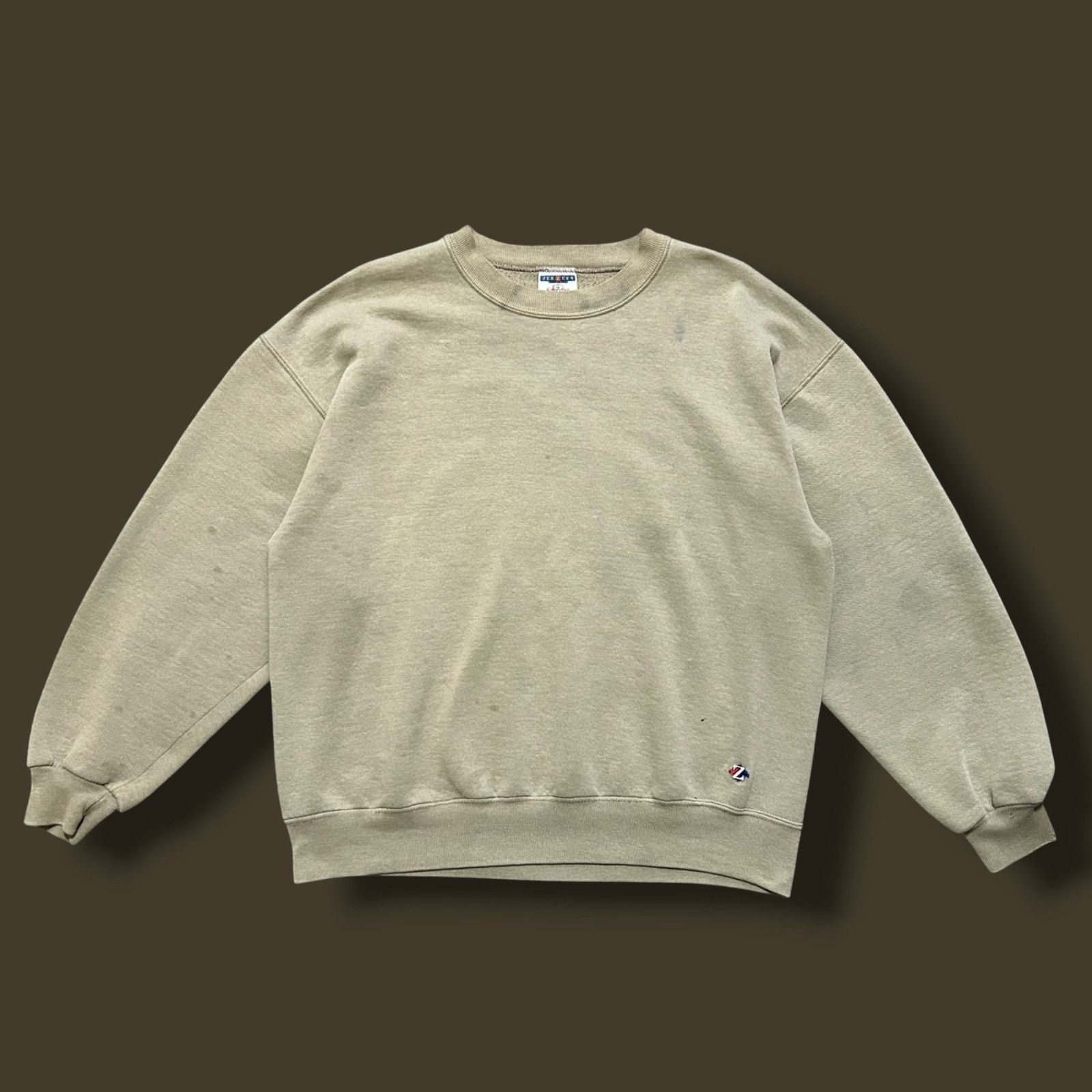 Jerzees × Vintage Vintage Thrashed Sweatshirt Blank Crewneck Pullover 90s Tan Size US L / EU 52-54 / 3 - 1 Thumbnail