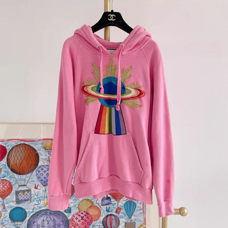Gucci Gucci Pink hooded frisbee sweatshirt Size S / US 4 / IT 40 - 1 Thumbnail
