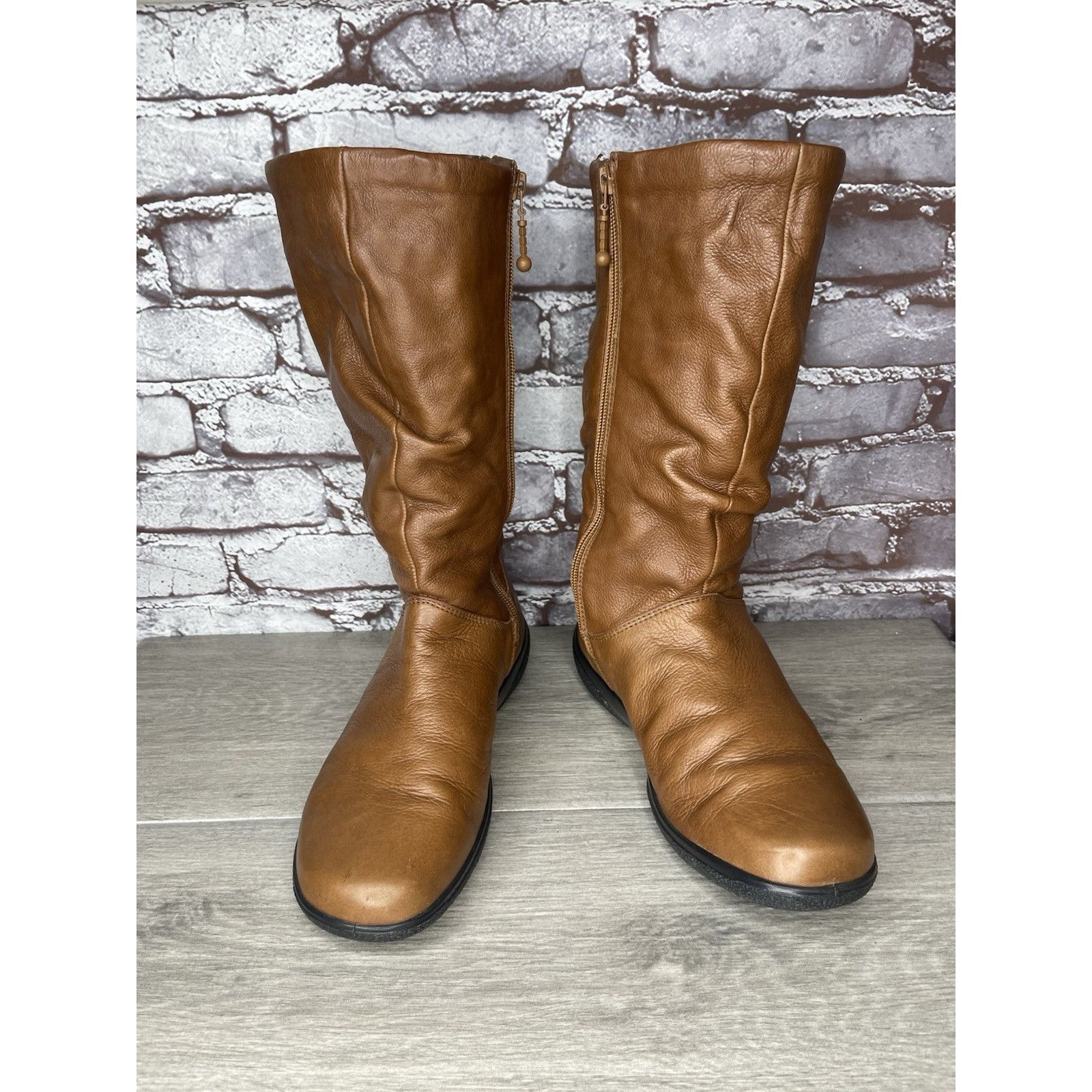 Hush Puppies Hush Puppies Mystery Brown Leather Side Zipper Riding Boots Size US 8.5 / IT 38.5 - 3 Thumbnail
