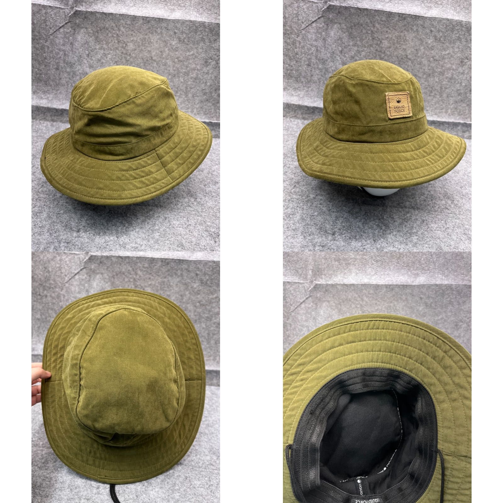 Vintage Liquid Force Sun Bucket Hat Adult One Size Green 100% Polyester Wakeboards Beach Size ONE SIZE - 8 Thumbnail