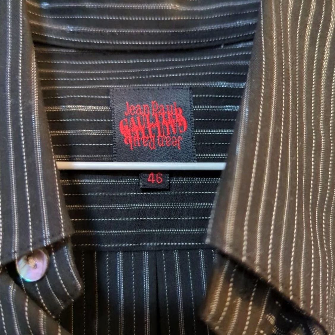 Jean Paul Gaultier Jean Paul GAULTIER CLASSIQUE Long Sleeve Shirt 46 Khaki Stripe Cotton Size US XXL / EU 58 / 5 - 2 Thumbnail