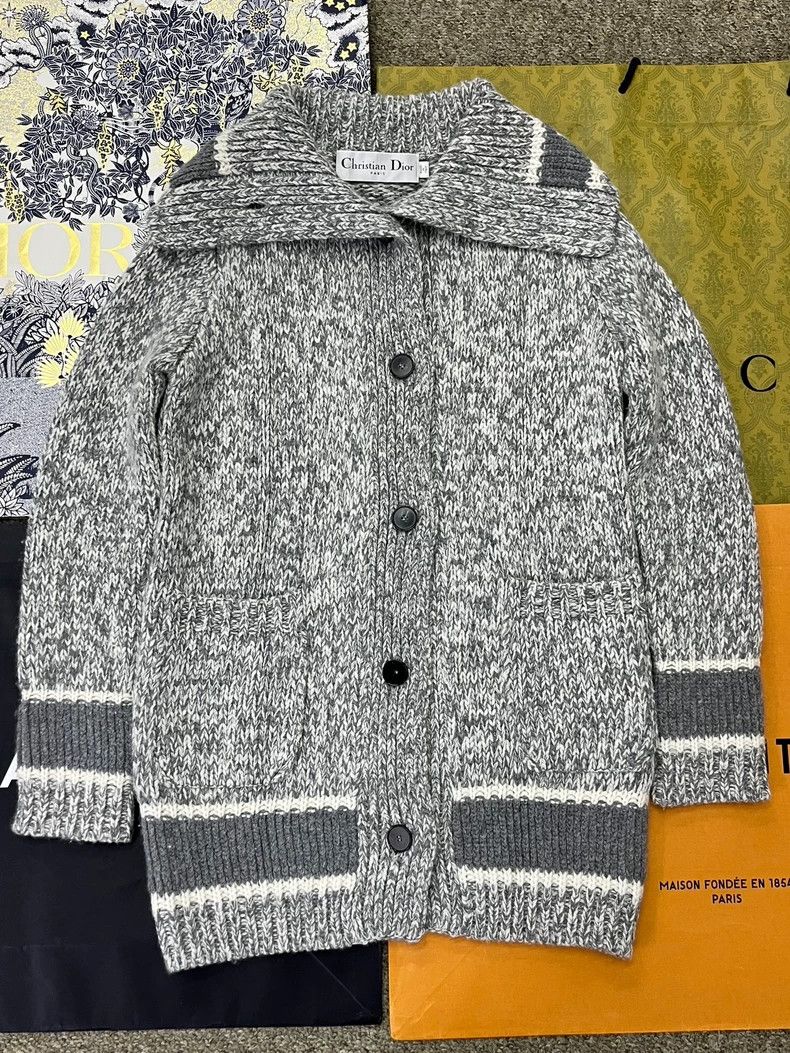 Dior Dior Gray Collar Knit Cardigan Size US M / EU 48-50 / 2 - 1 Thumbnail