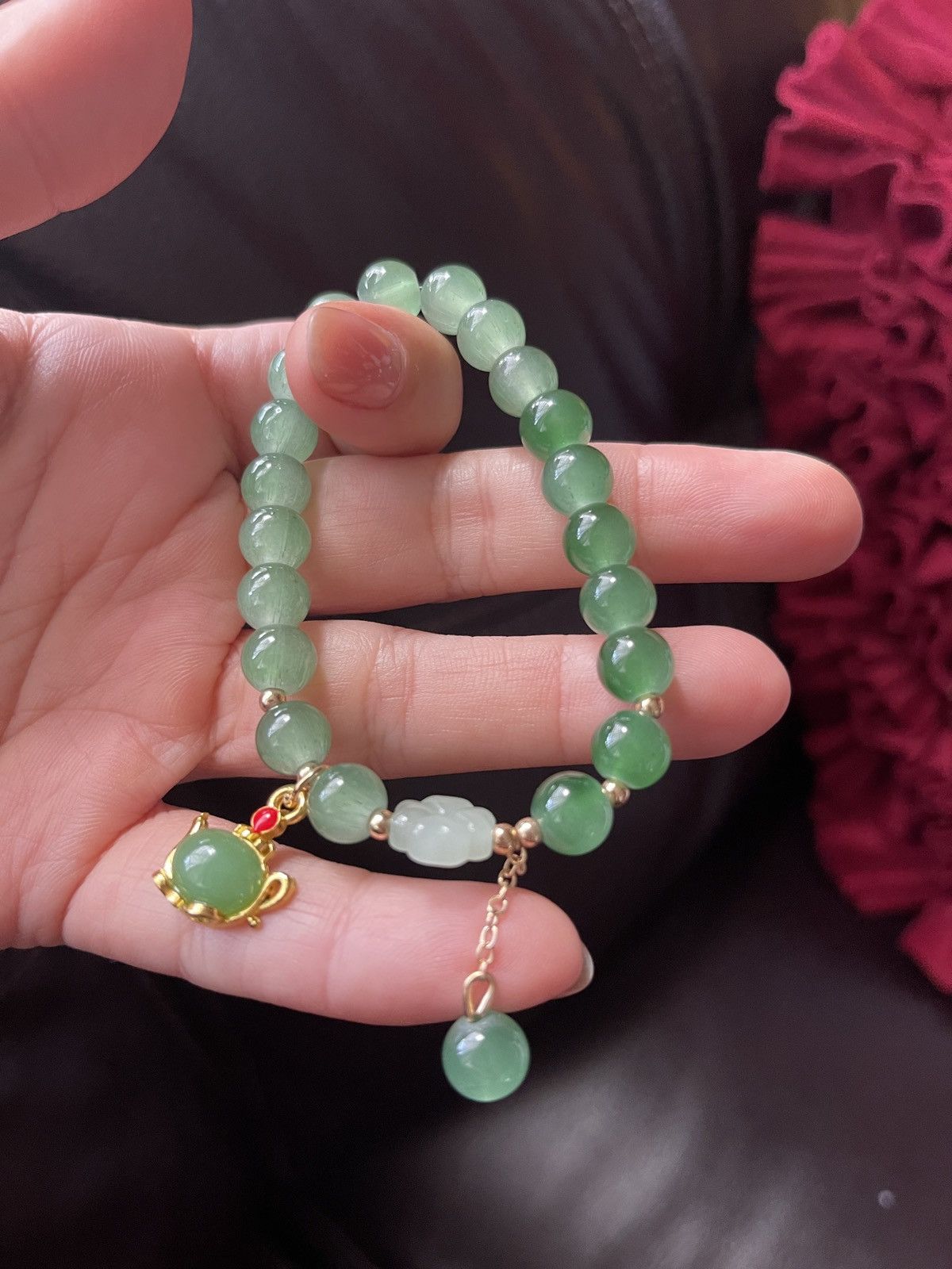 The Unbranded Brand Auth jade bean bracelets brand new with sillk pouch Size ONE SIZE - 1 Thumbnail
