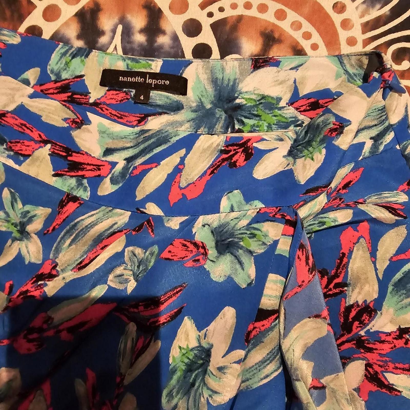 Designer Nanette Lepore Women's Pink and Blue Skirt Size 27" / US 4 / IT 40 - 8 Thumbnail