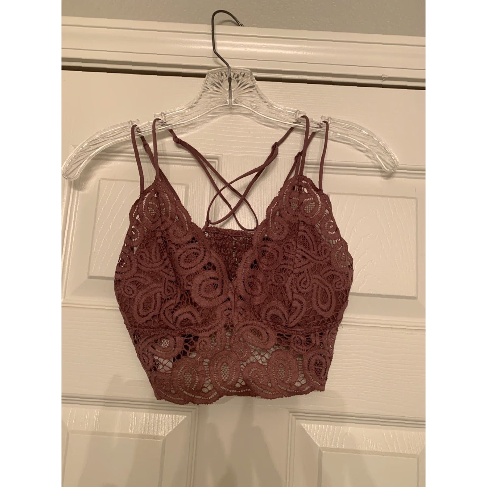 Victoria's Secret Victoria's Secret PINK Bralette Lilac Lace Crochet Strappy Spaghetti Strap Size ONE SIZE - 6 Thumbnail