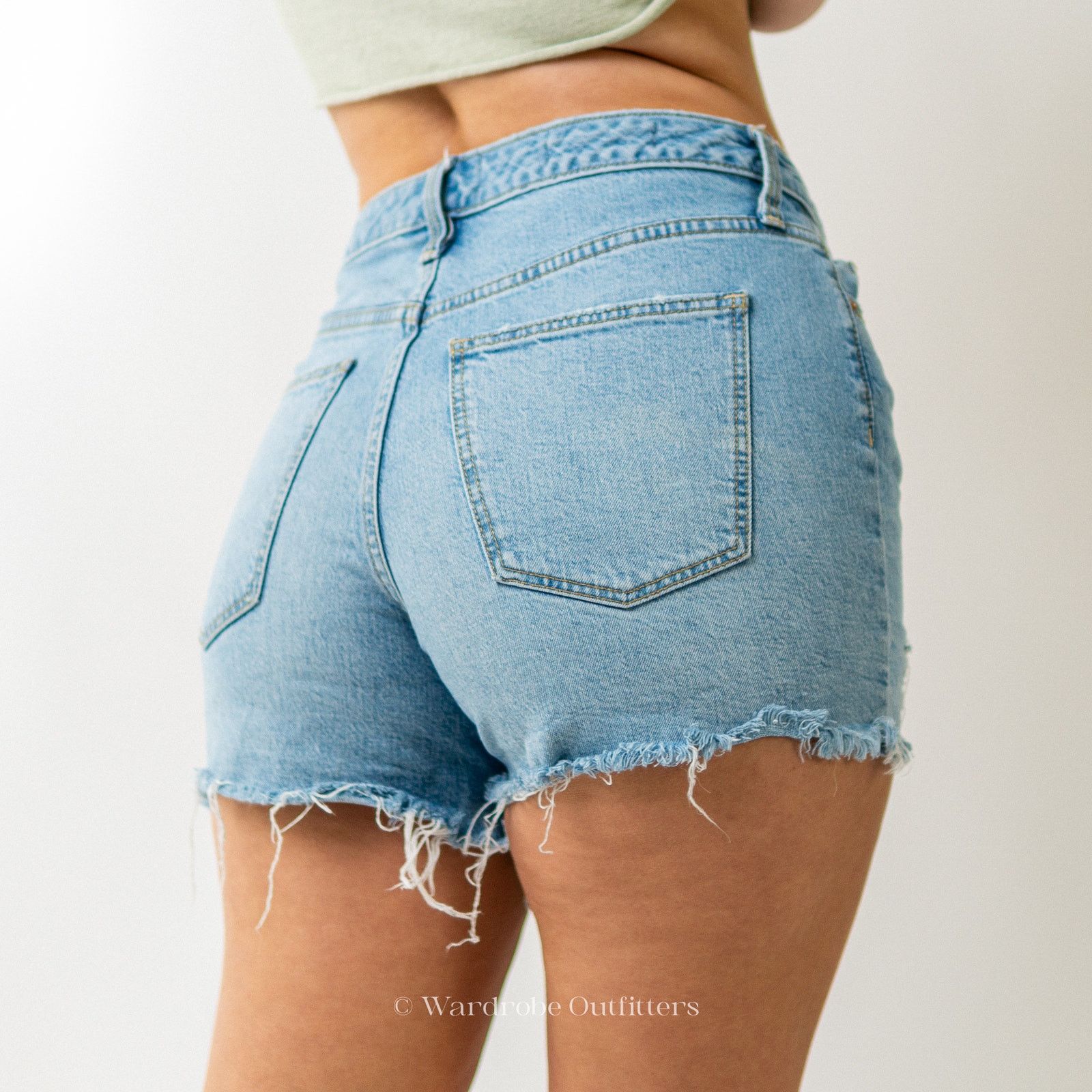 Designer Light Blue Jean High Rise Cutoff Shorts Size 27" / US 4 / IT 40 - 2 Thumbnail