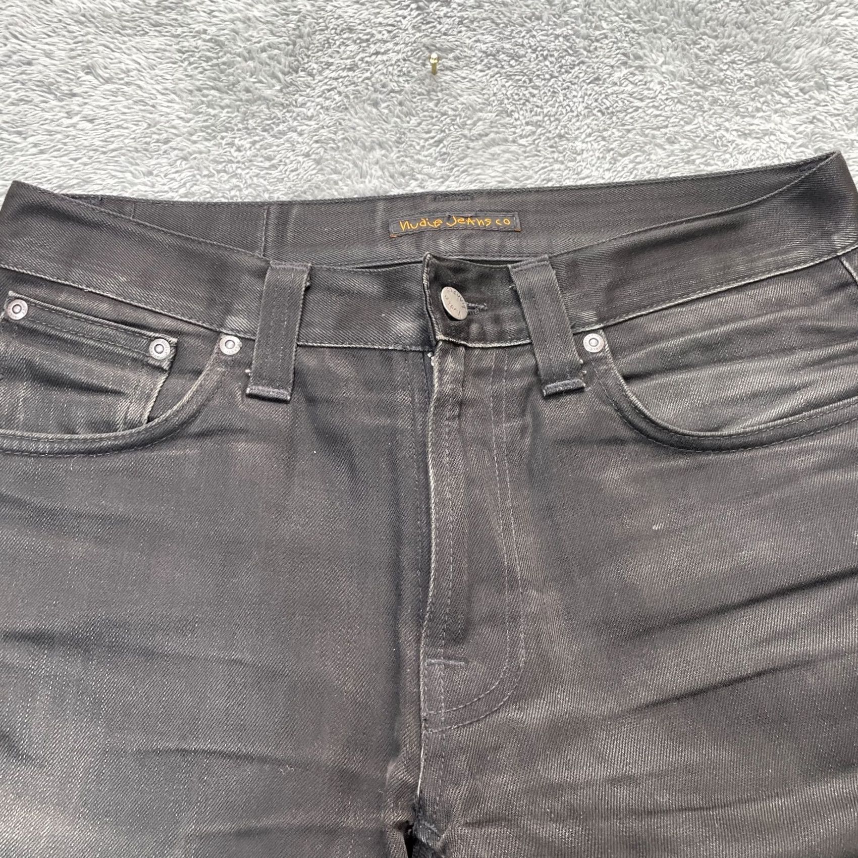 Nudie Jeans Nudie Jeans Mens 31x32 Black Skinny Denim Logo Organic Cotton Dark Wash Jeans Regular 5-Pocket Black Mens Skinny Jeans Size US 32 / EU 48 - 7 Thumbnail