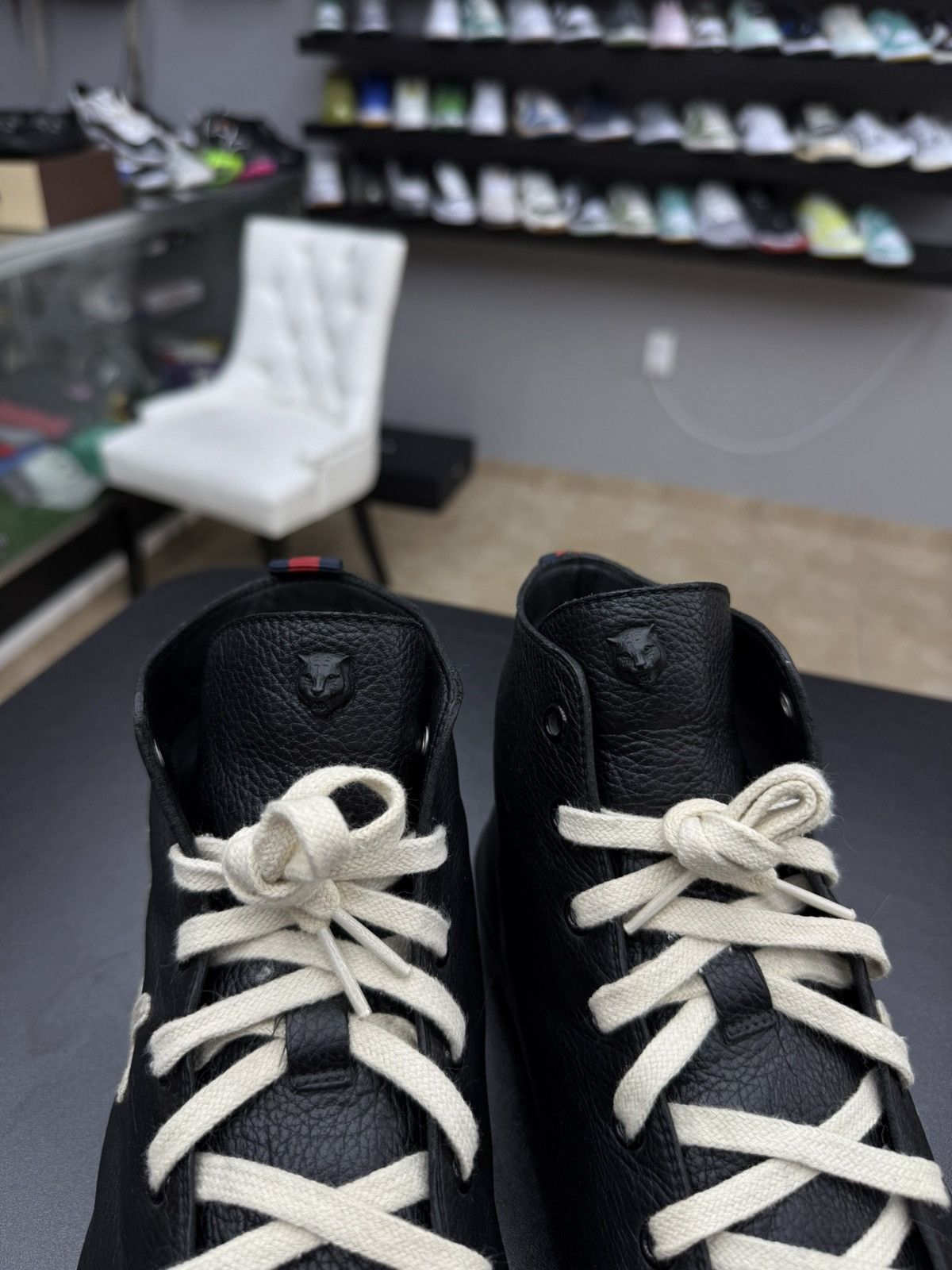 Gucci Gucci Men's Black Blind For Love Leather High Top Sneaker Size US 11 / EU 44 - 7 Thumbnail