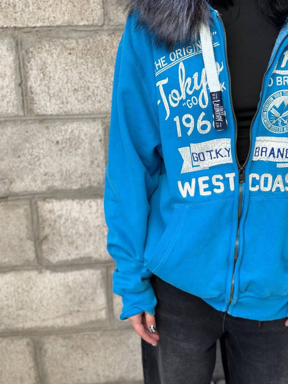 Japanese Brand VTG Mans Custom Tokyo Landry Zip Hoodie Faux Fur Hood Y2K Size US L / EU 52-54 / 3 - 12 Thumbnail