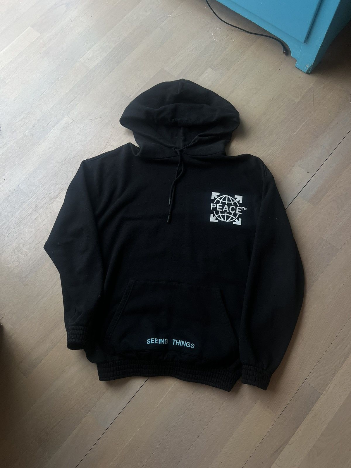 image of Off White Off-White “World Peace” Ssense Exclusive Hoodie in Black, Men's (Size Medium)