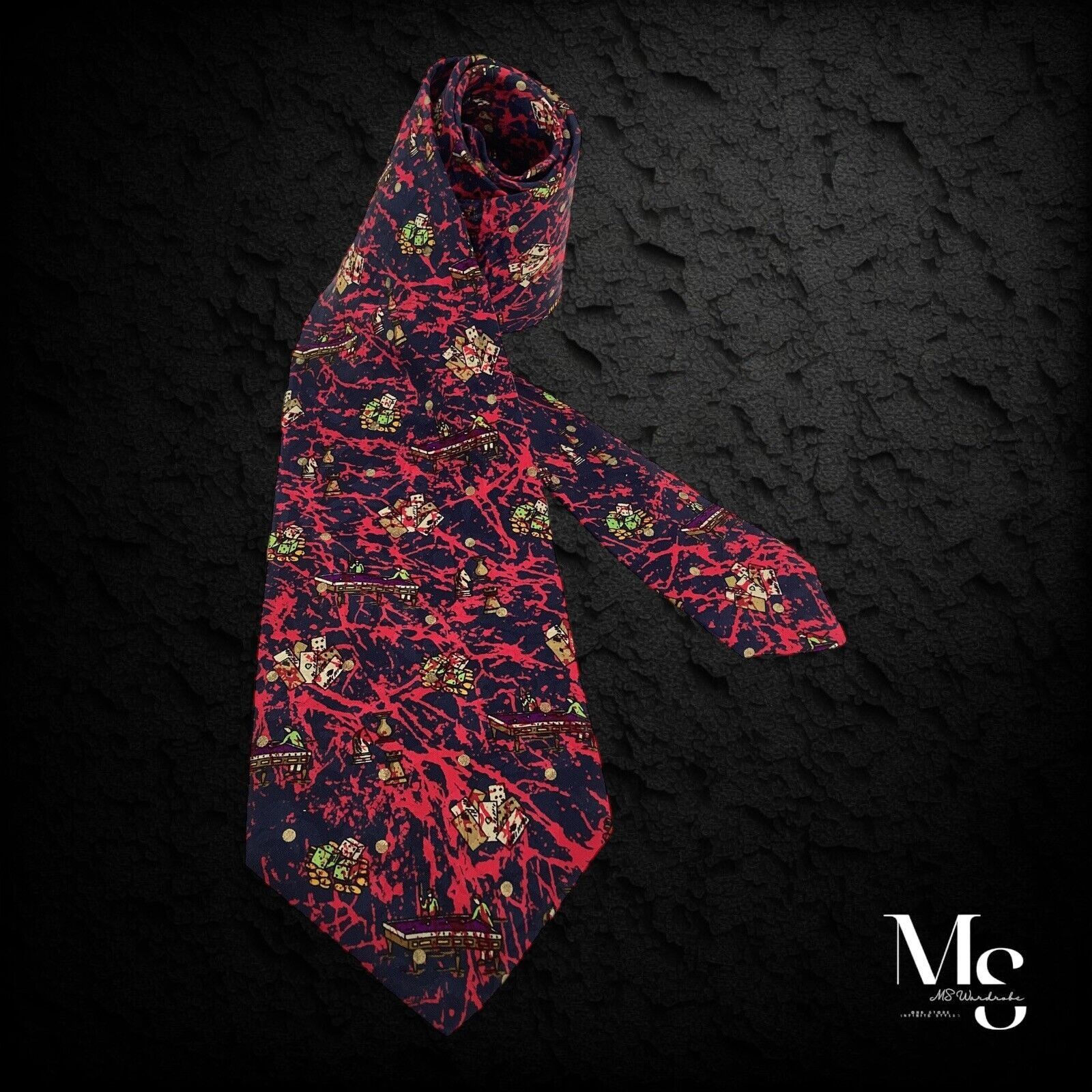 Brioni BRIONI Red Blue Art Print With Chees & Pool Luxury Silk Tie Size ONE SIZE - 2 Thumbnail