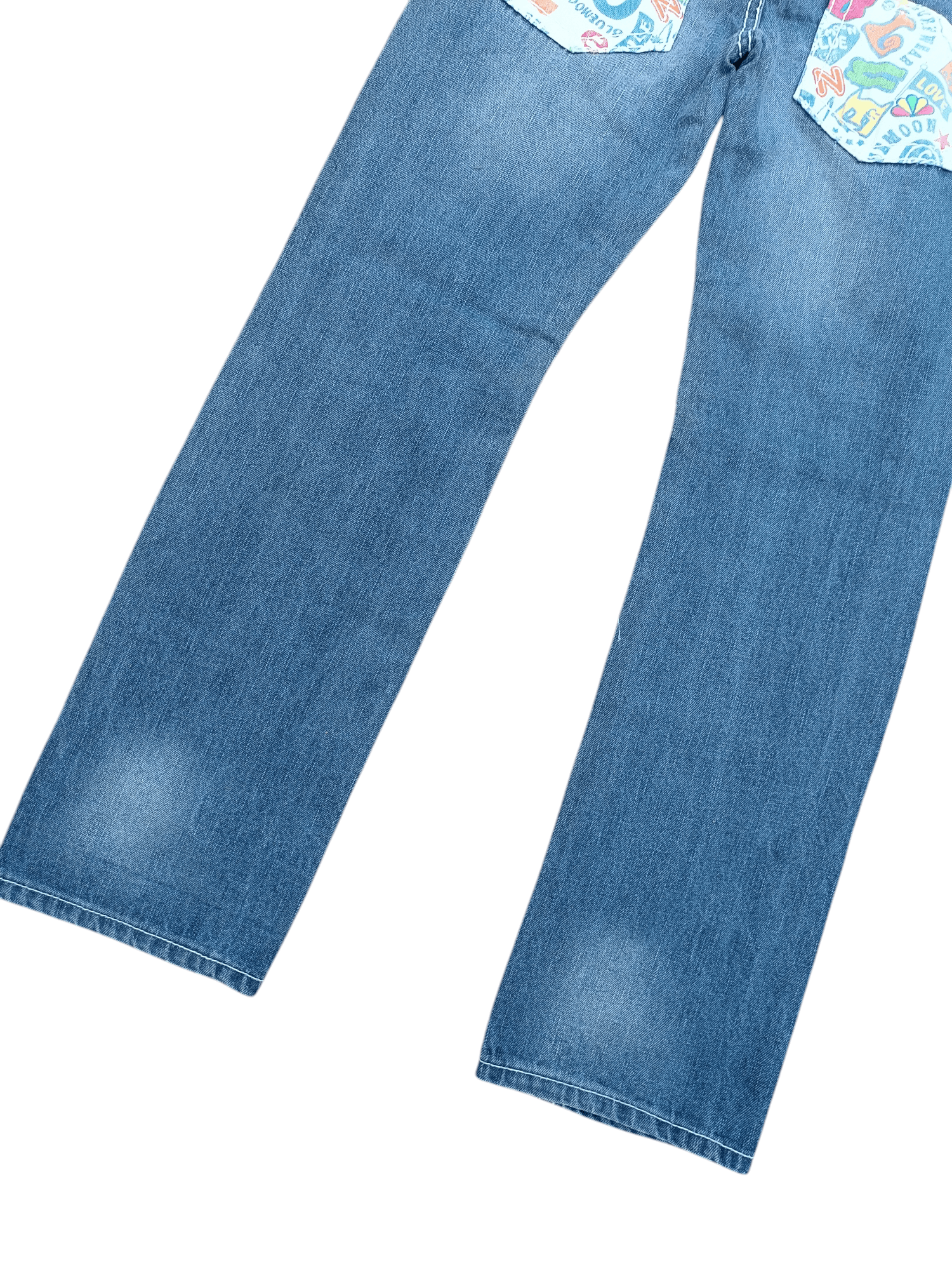 Designer VTG🔥BLUE MOON BLUE Double Waist Big Logo Paint Design Denim Size US 34 / EU 50 - 8 Thumbnail