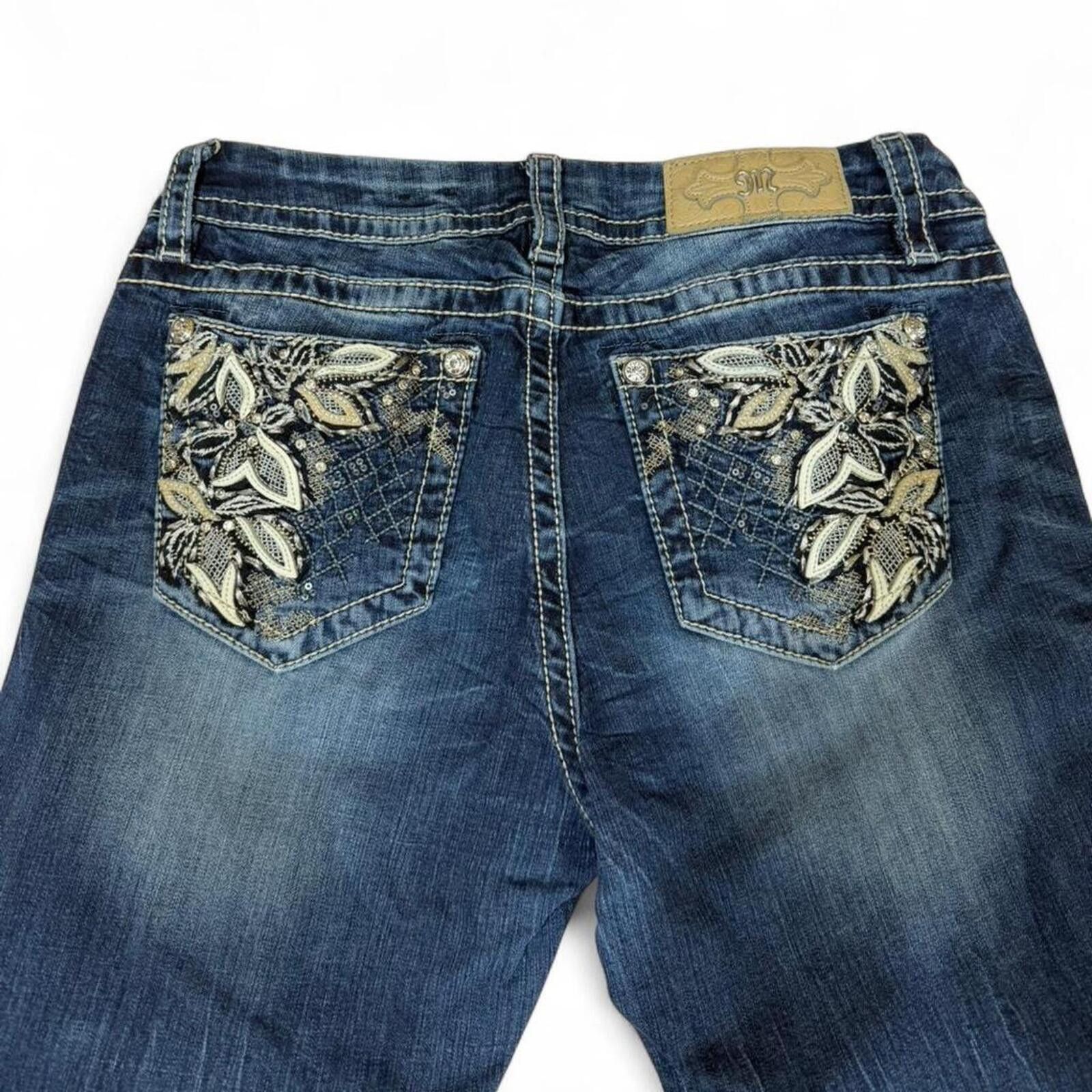 Other Miss Me denim jeans with floral embroidery and sequins Size 29" - 1 Thumbnail