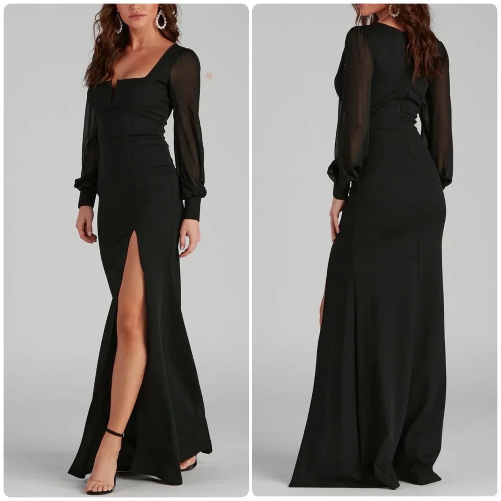 Other WINDSOR Veronica Front Slit Crepe Formal Dress Elegant Black Size XS / US 0-2 / IT 36-38 - 2 Thumbnail