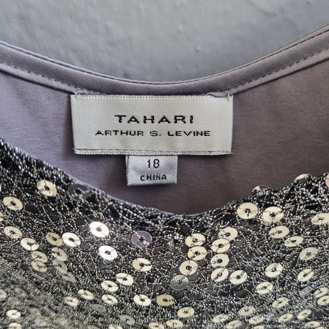 Other Tahari Silver Sequin Front V Neck Blouse - Size 18 Size XXL / US 16-18 / IT 52-54 - 3 Thumbnail