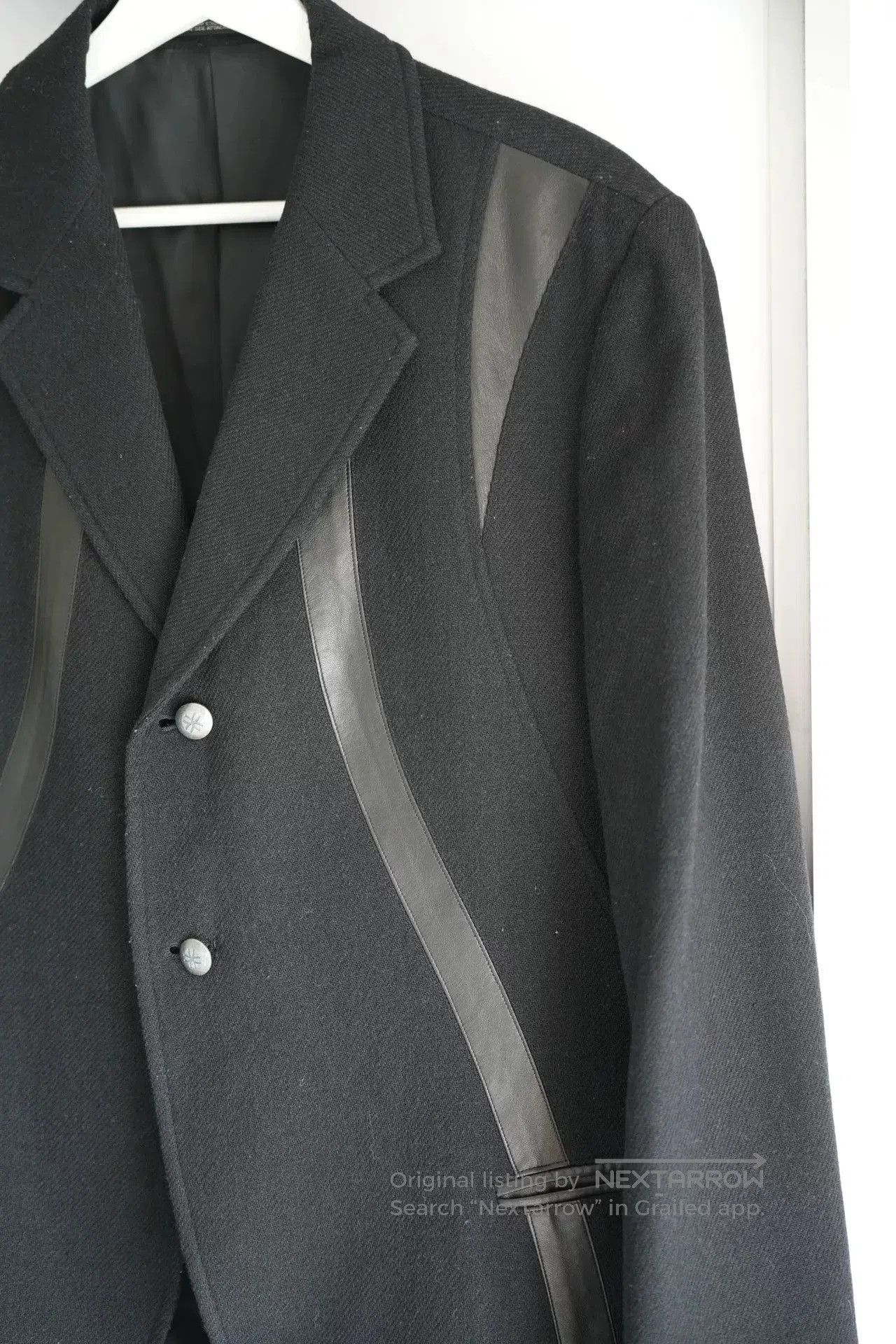 Yohji Yamamoto Yohji Yamamoto Black Suit Jacket with Leather. Size US M / EU 48-50 / 2 - 4 Thumbnail