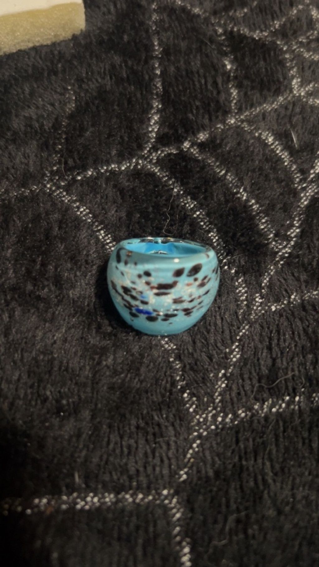 The Unbranded Brand Women's Unbranded Blue & Black Speckled Glass Ring, One Size Size ONE SIZE - 2 Thumbnail