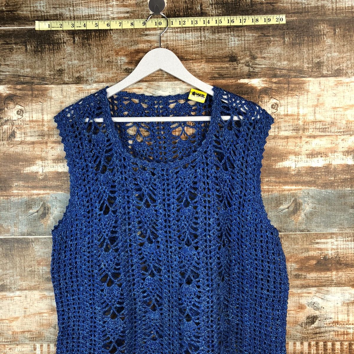 Handmade Japan vintage crochet mesh net knitwear handmade Vest #A2248 Size L / US 10 / IT 46 - 2 Thumbnail