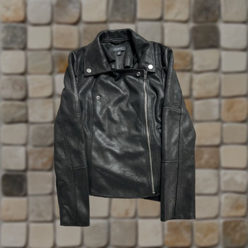 Evereve Marren Moto Jacket Womens XS Black Faux Leather Asymmetrical Zip Casual