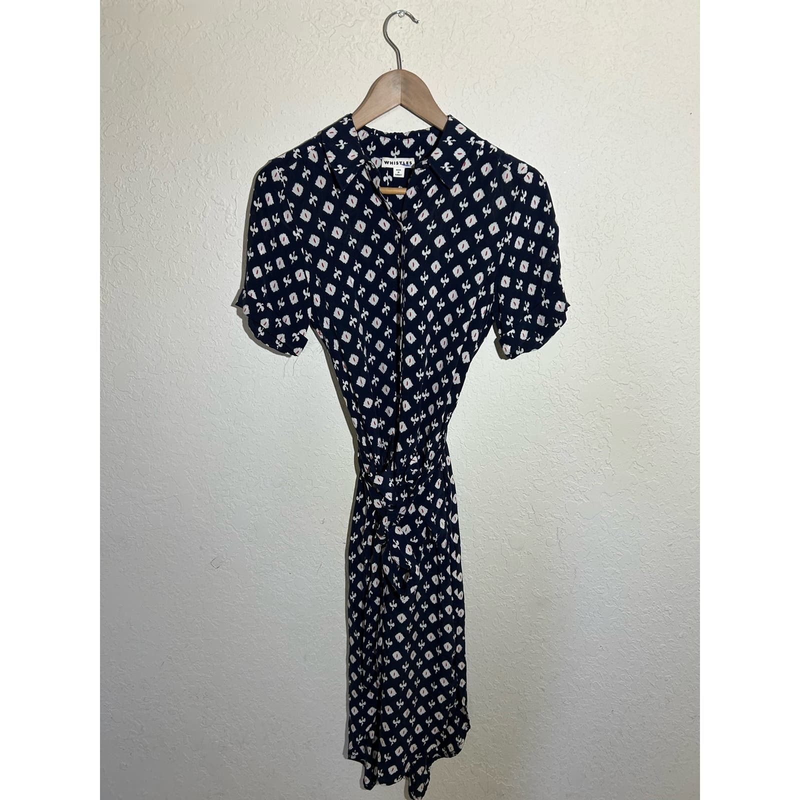 Image of NWOT Whistles Dark Blue Printed Dress Size 4, Women's