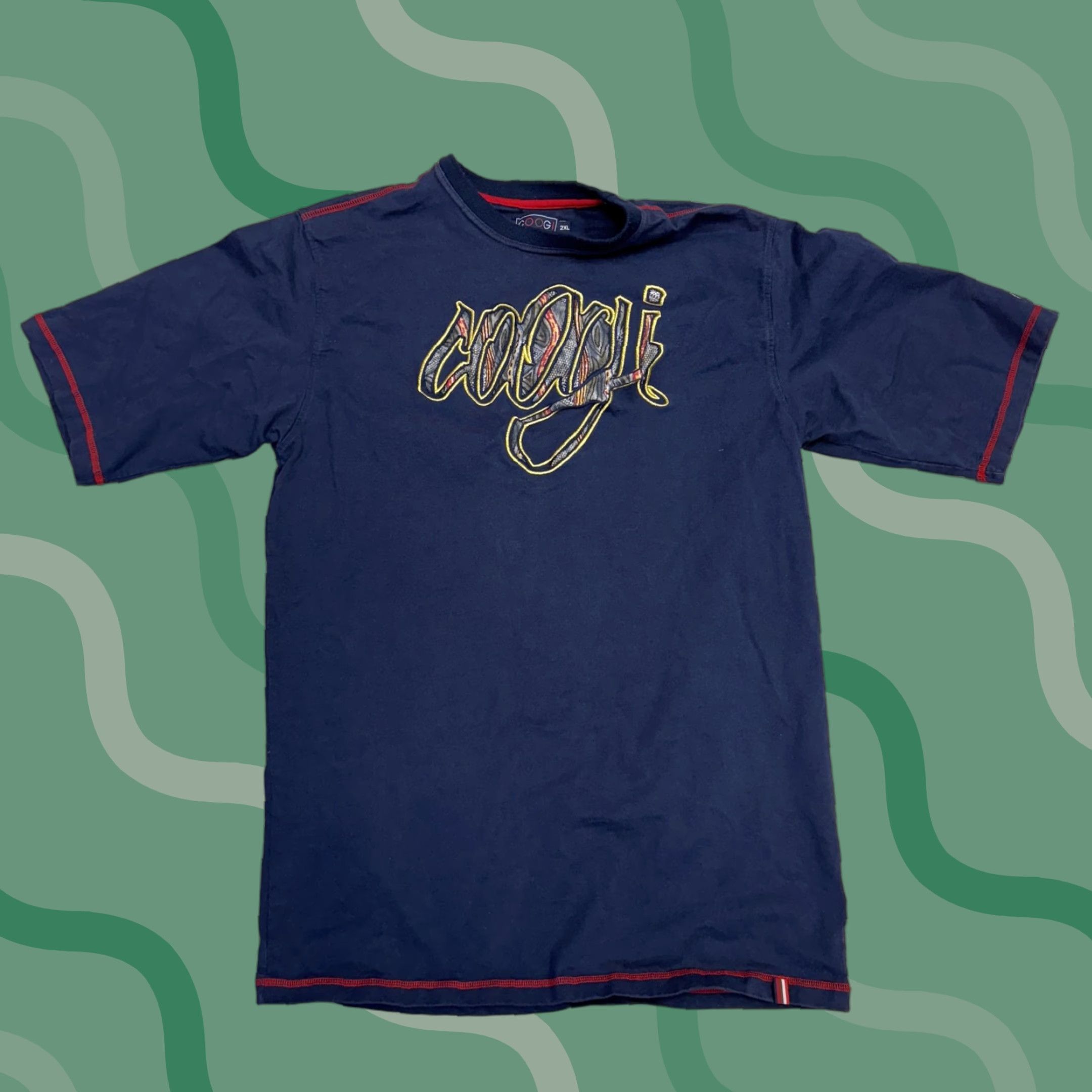Coogi VINTAGE COOGI Mens XL Blue Script Logo Graphic Tee Contrast Stitch Streetwear Shirt Size US XXL / EU 58 / 5 - 1 Thumbnail