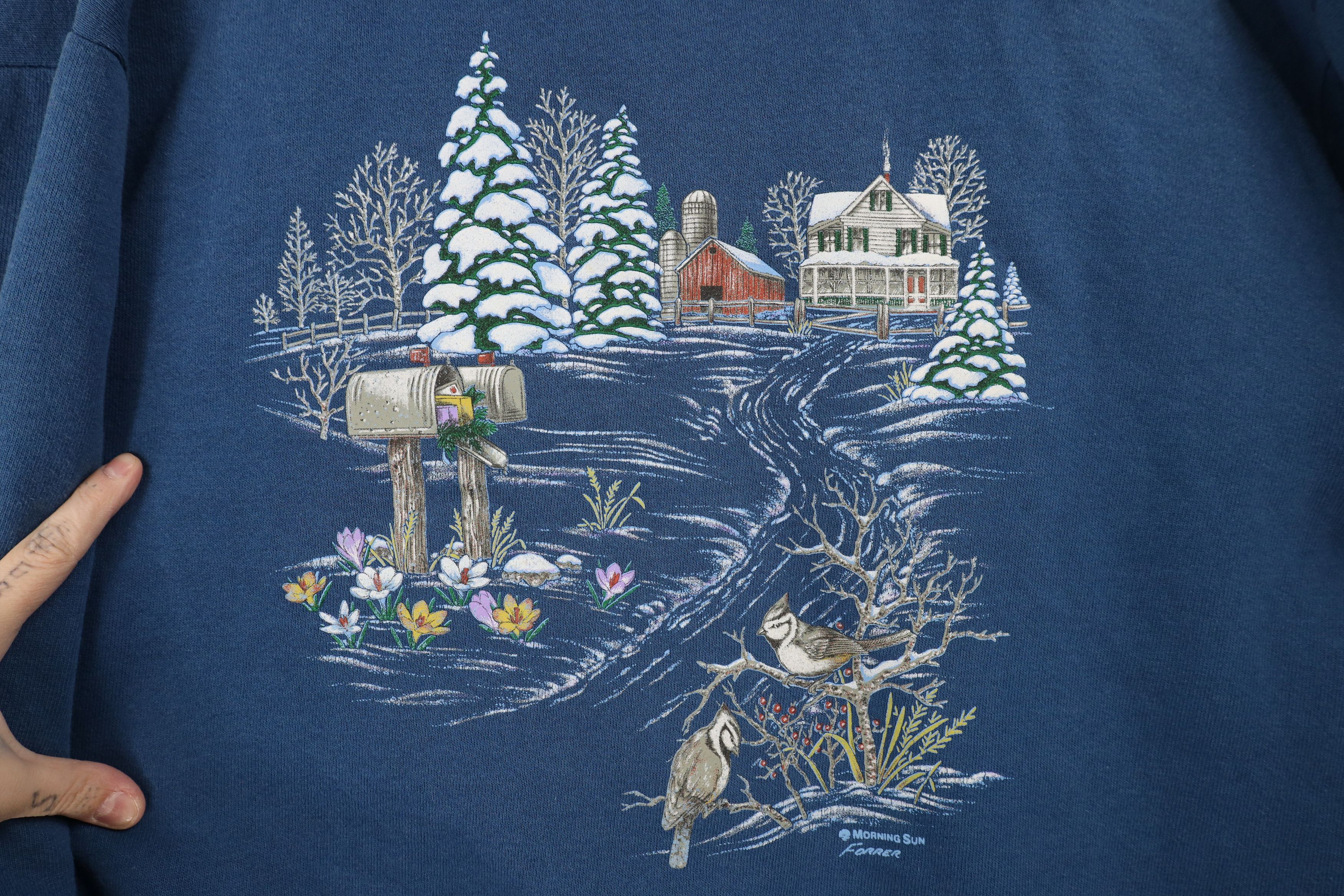 Vintage Vintage 90s Country Primitive Farmhouse Sweatshirt USA Size L / US 10 / IT 46 - 4 Thumbnail