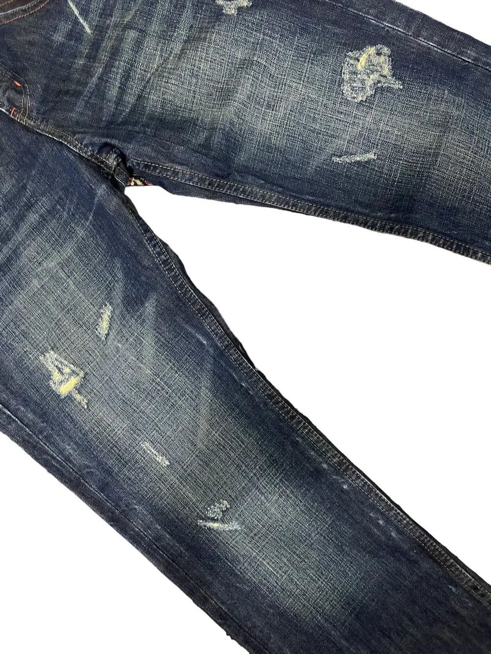 Japanese Brand × Vintage Back Number Distressed Leather Pocket Jeans Vintage Size US 32 / EU 48 - 6 Thumbnail