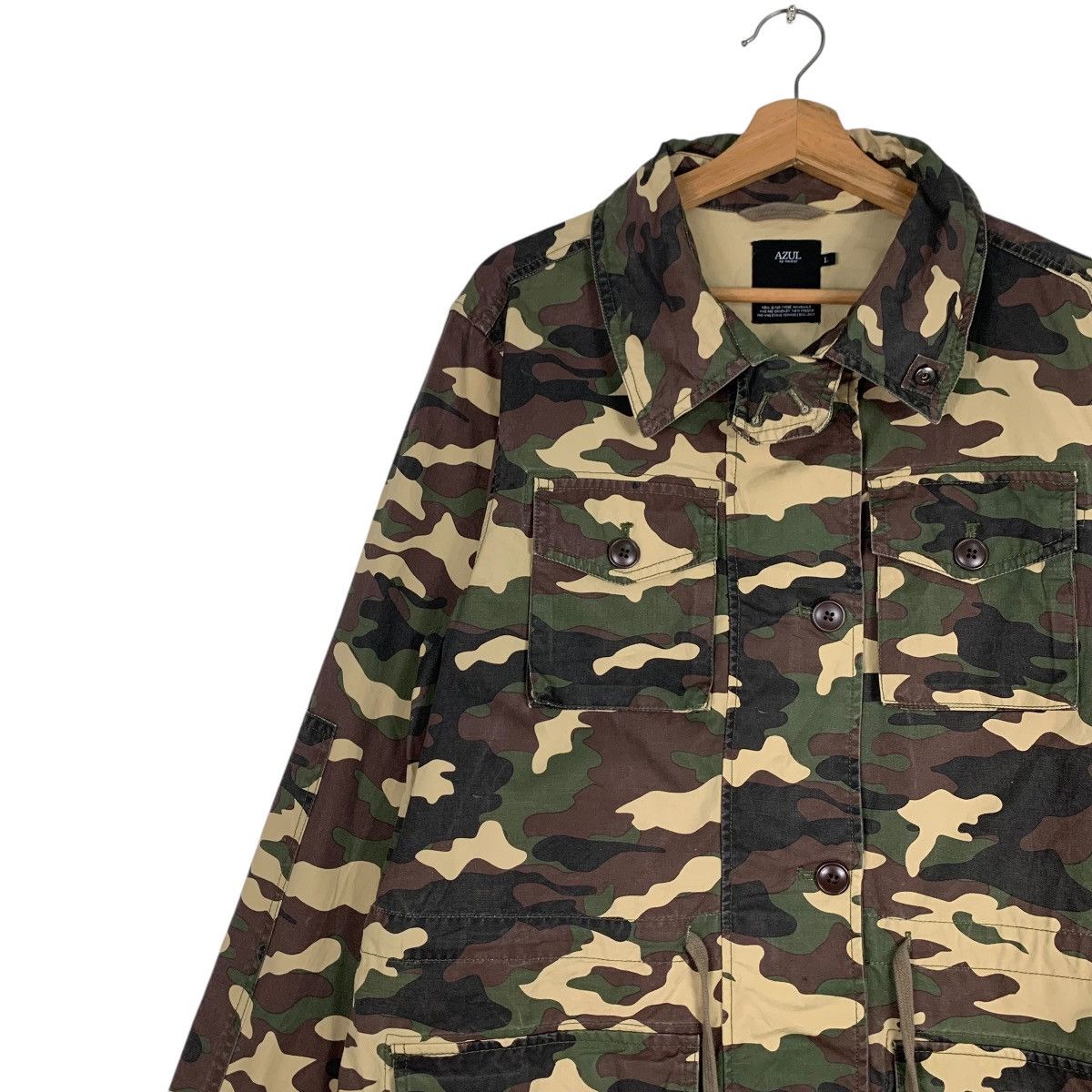 Japanese Brand AZUL MOUSSY Camo Jacket Military Army Fashion #1216-C55 Size US L / EU 52-54 / 3 - 6 Thumbnail