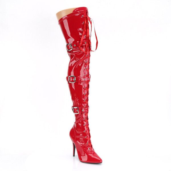 Other Seduce 3028 Buckle Lace Up Thigh High Boots 5" Stiletto Heel Size US 10 / IT 40 - 5 Thumbnail