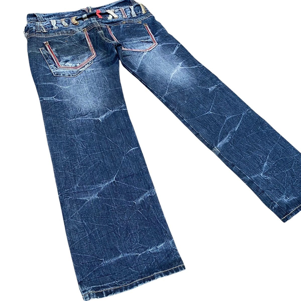 Hysteric Glamour × Japanese Brand SORRIDERE FLASH DESIGN DOUBLE WAIST DENIM JEANS Size US 34 / EU 50 - 9 Thumbnail