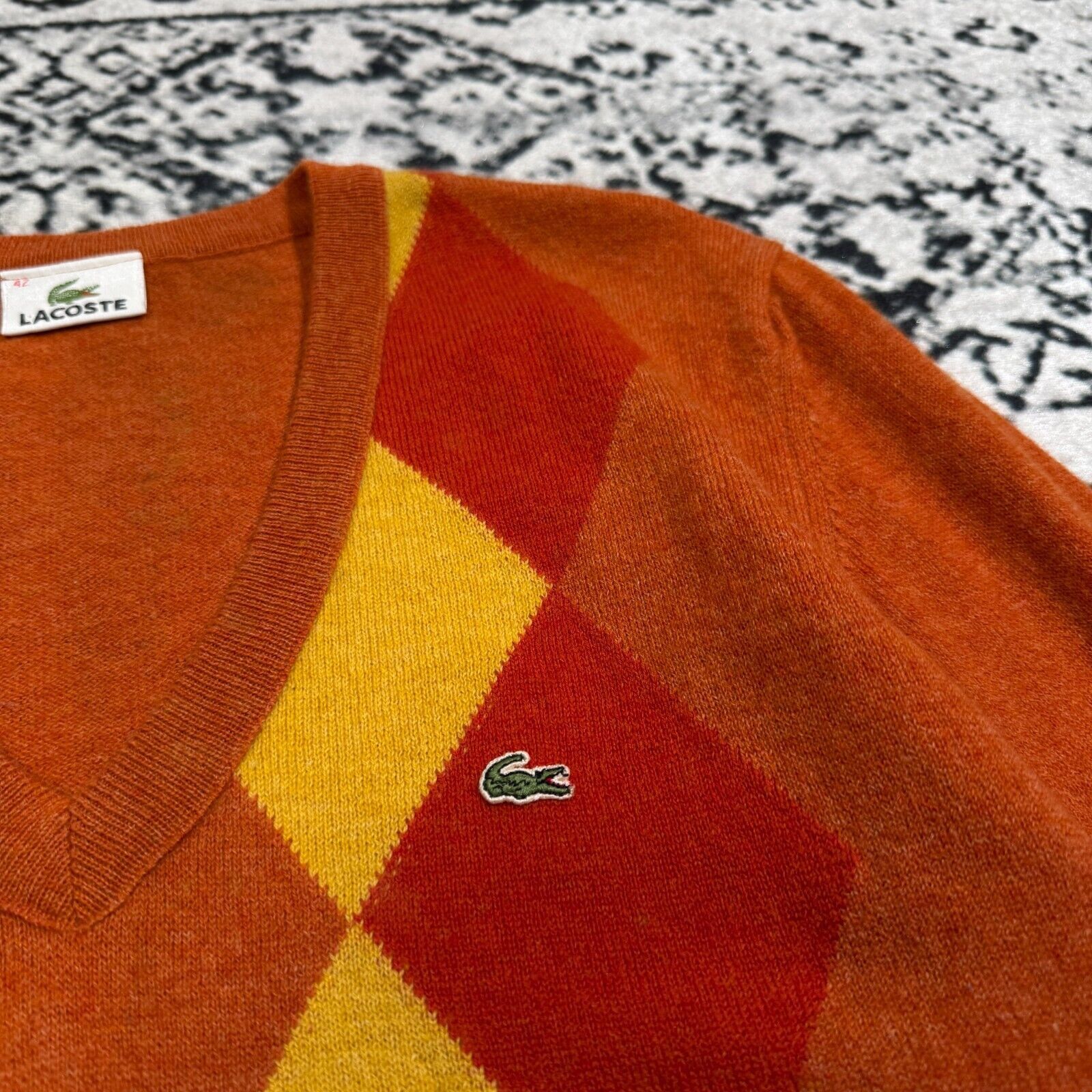 Lacoste × Vintage Vintage Lacoste Unisex Orange Yellow Red Wool Sweater Size S Size US S / EU 44-46 / 1 - 4 Thumbnail