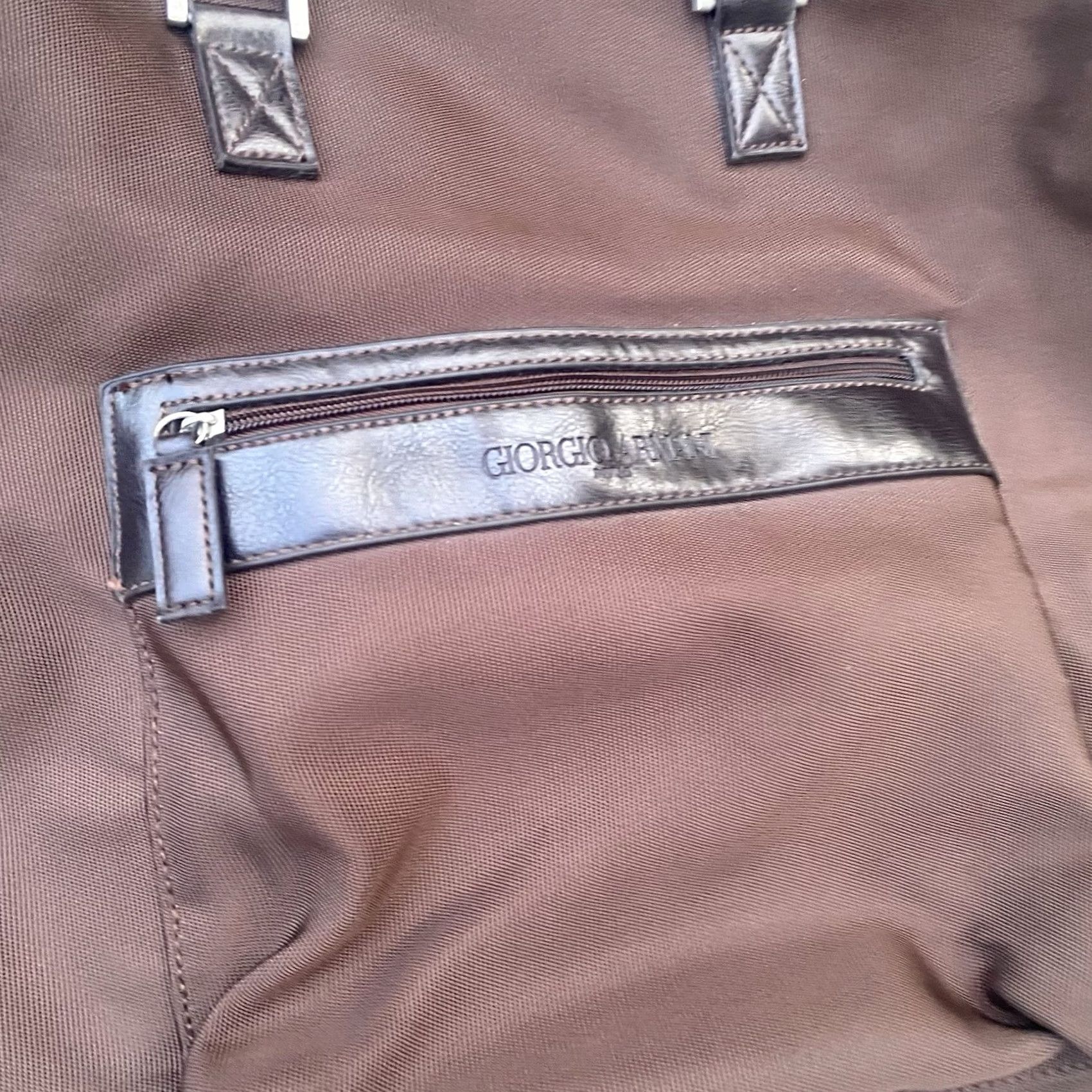 Giorgio Armani VINTAGE Giorgio Armani Travel Tote Bag Large Brown Canvas & Leather Trim Large Size ONE SIZE - 3 Thumbnail