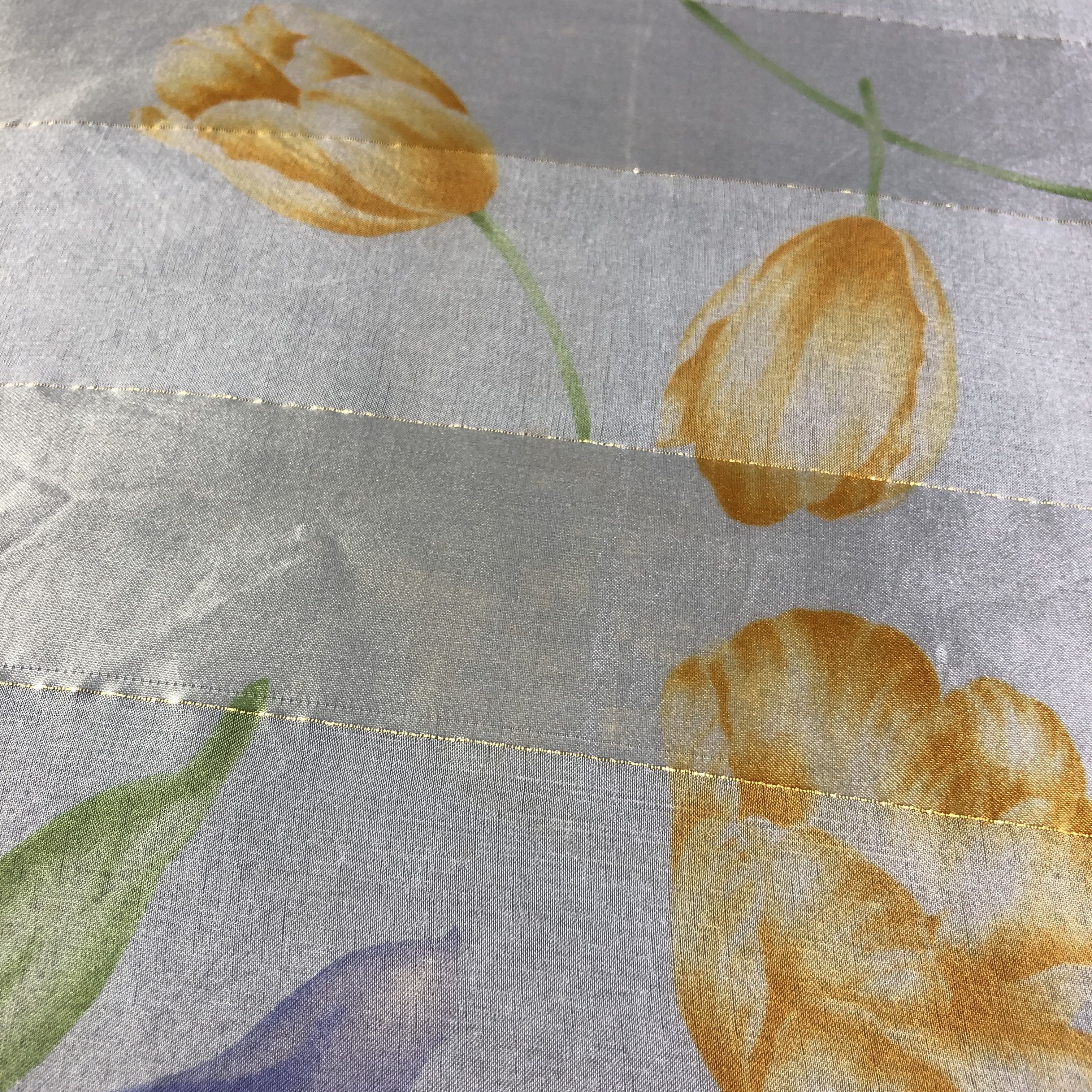 Japanese Brand Philippe Venet Floral Silk Scarf M985 Size ONE SIZE - 7 Thumbnail