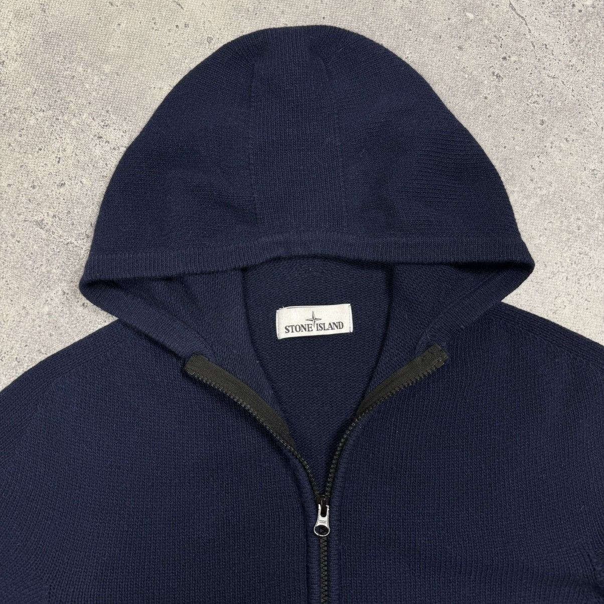 Stone Island Stone Island Knitted Wool Full Zip Hoodie Navy Blue Size US L / EU 52-54 / 3 - 9 Thumbnail
