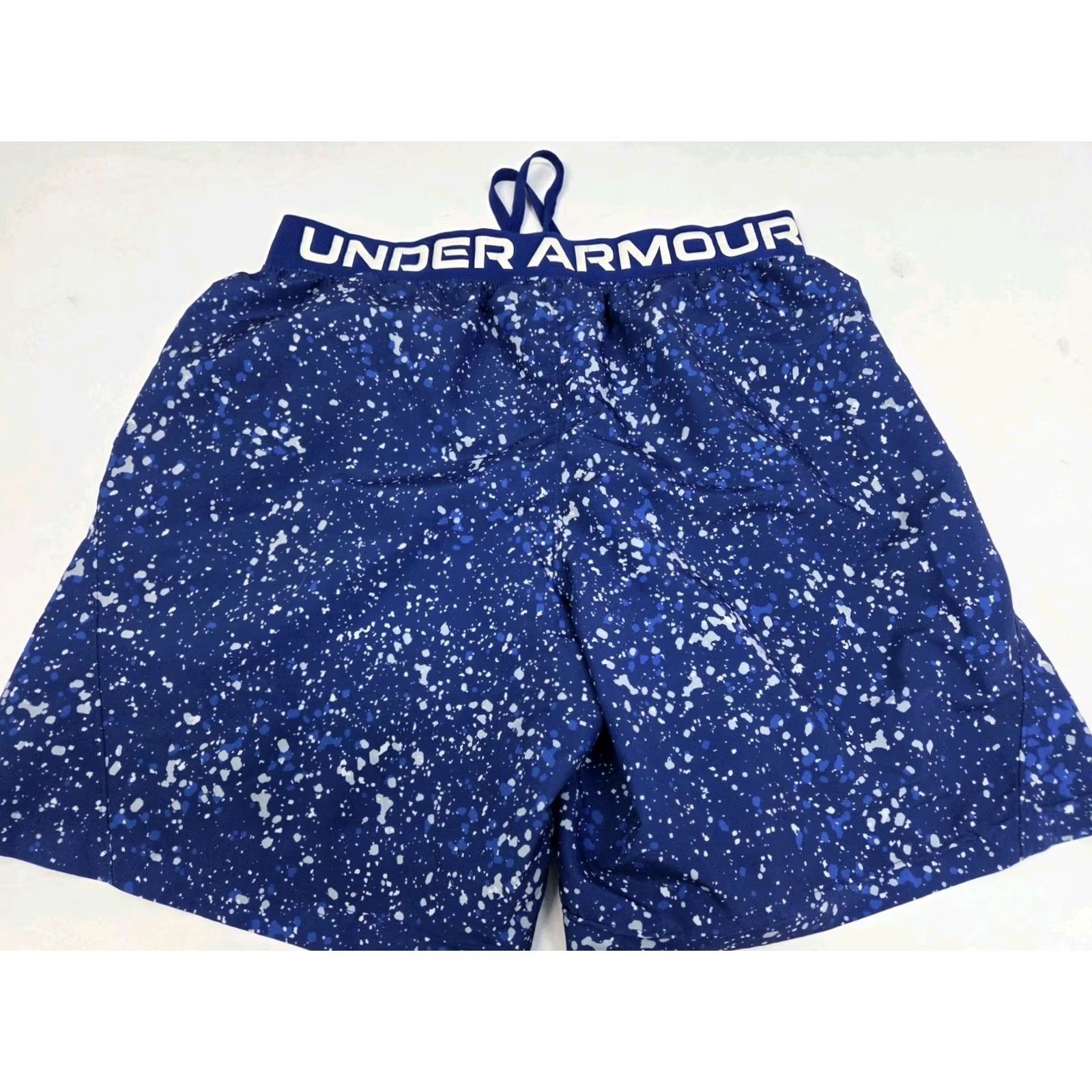 Under Armour Under Armour Mens Loose Running Shorts Pockets Drawstring Size Large Blue/White (8193) Size US 33 - 3 Thumbnail