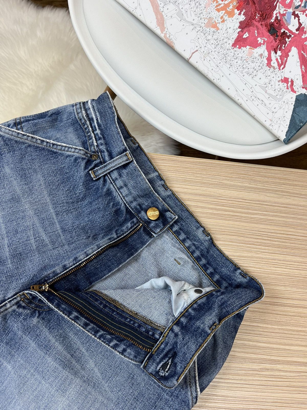 Carhartt × Vintage Crazy Vintage Carhartt Denim Dungaree Carpentar Work Pants Size US 32 / EU 48 - 10 Thumbnail