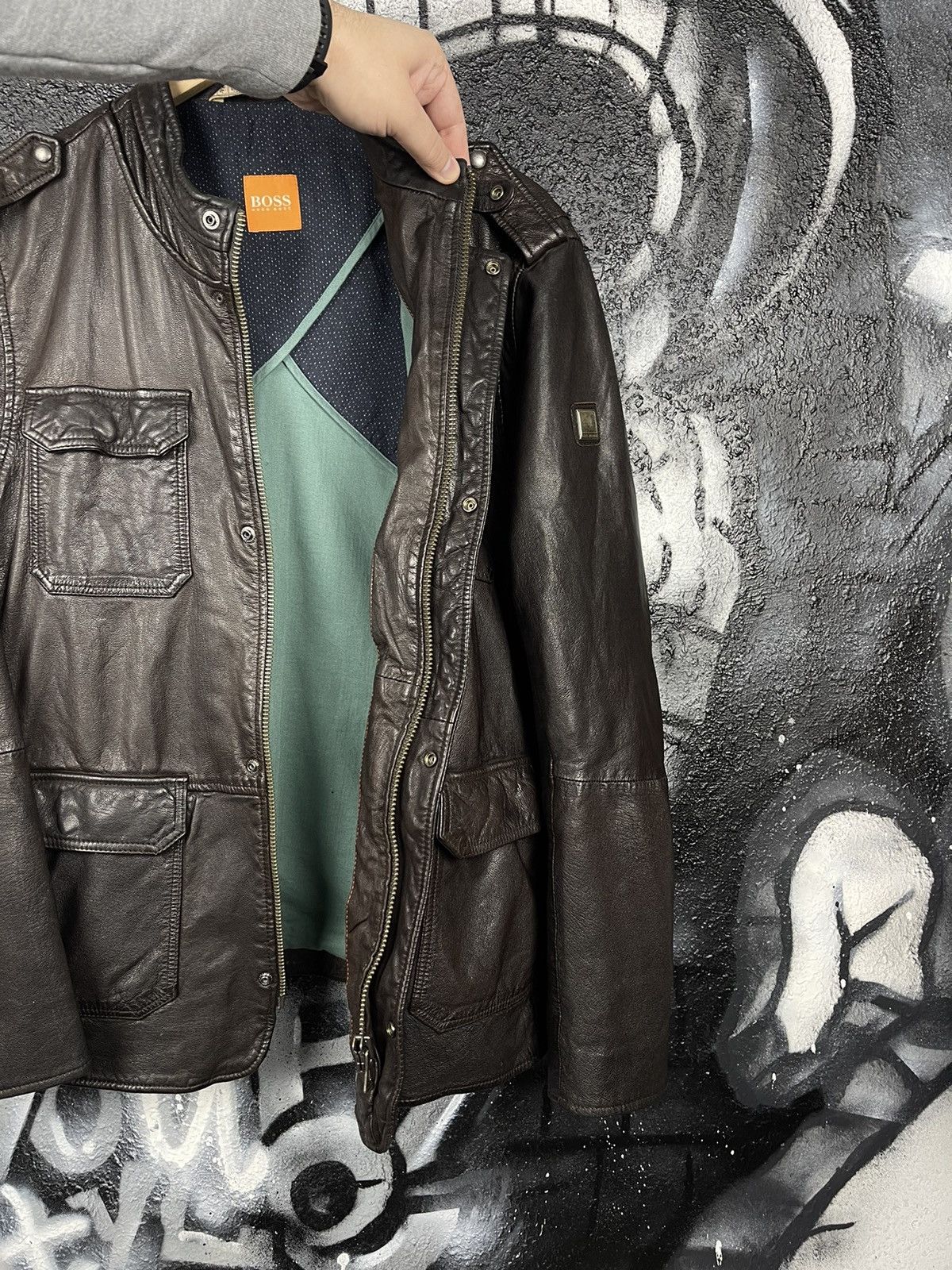 Hugo Boss Hugo Boss Orange Utility Leather Jacket Men’s Size 52 Size US L / EU 52-54 / 3 - 5 Thumbnail