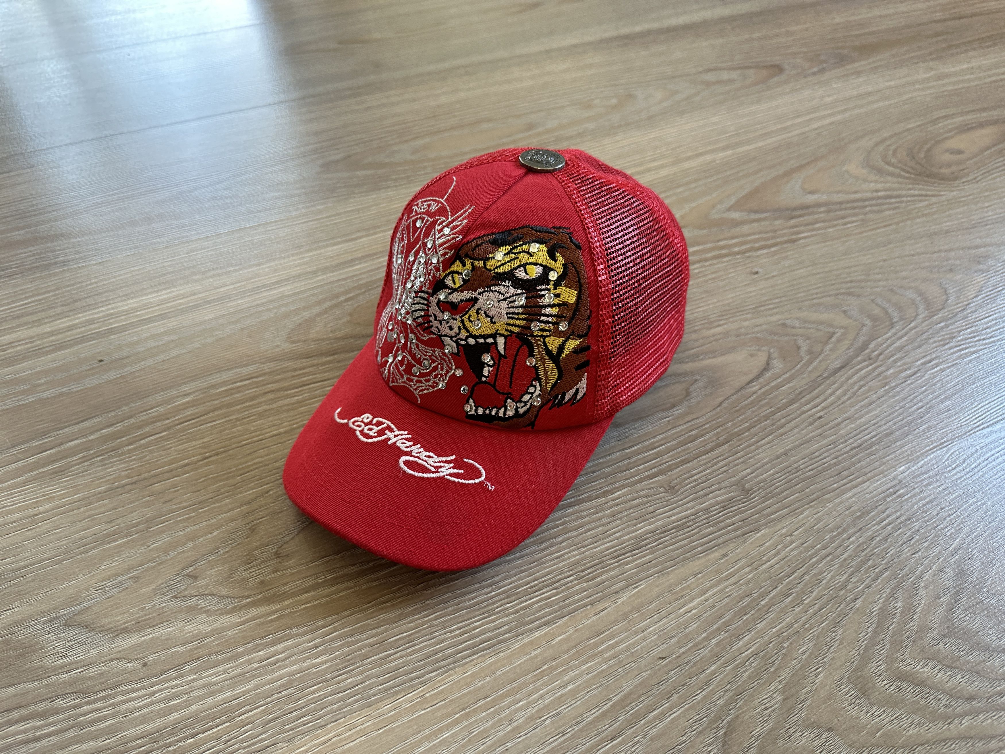 Christian Audigier × Ed Hardy × Vintage Vintage Ed Hardy Brown Cap Trucker Size ONE SIZE - 9 Thumbnail