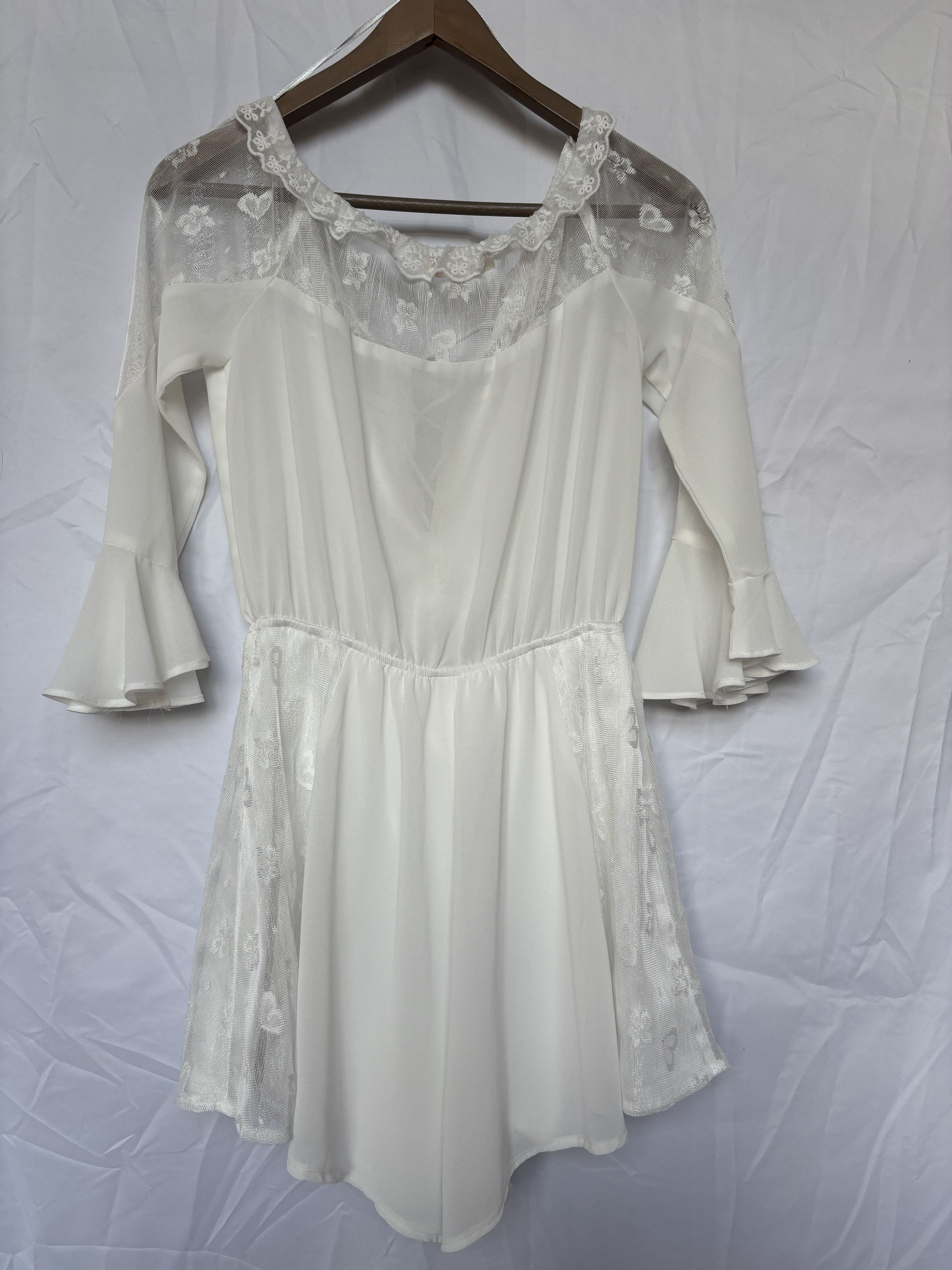 Vintage Retro White Lace Romper Size S / US 4 / IT 40 - 2 Thumbnail