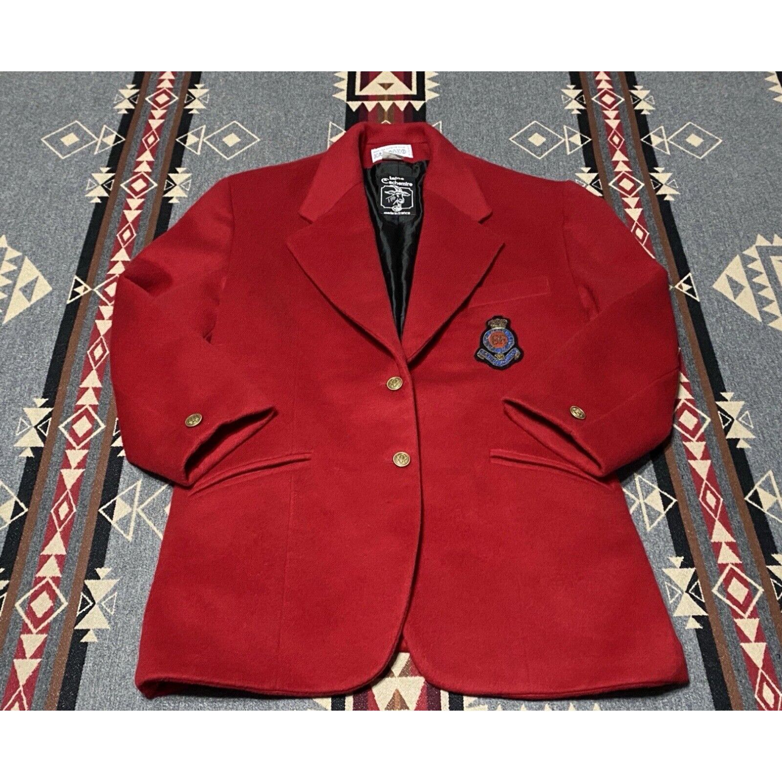 image of Vintage Marina Sitbon Pour Kamosho Size 2 Royal Horse Artillery Wool Cashmere Jacket T60 in White, 