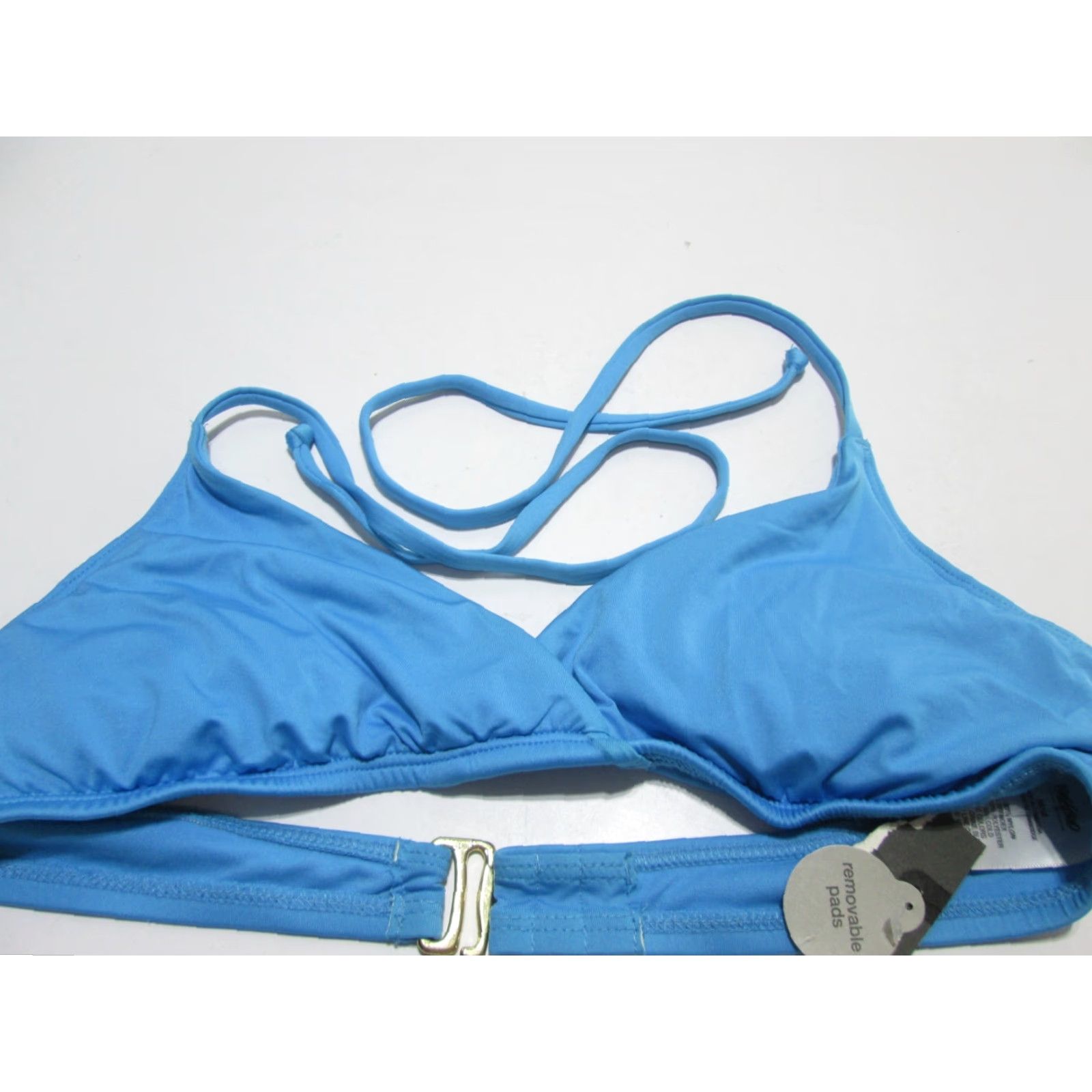 Mossimo Mossimo Womens Bikini Top Blue Bralette Lined Halter Swim Beachwear Size M Size M / US 6-8 / IT 42-44 - 2 Thumbnail