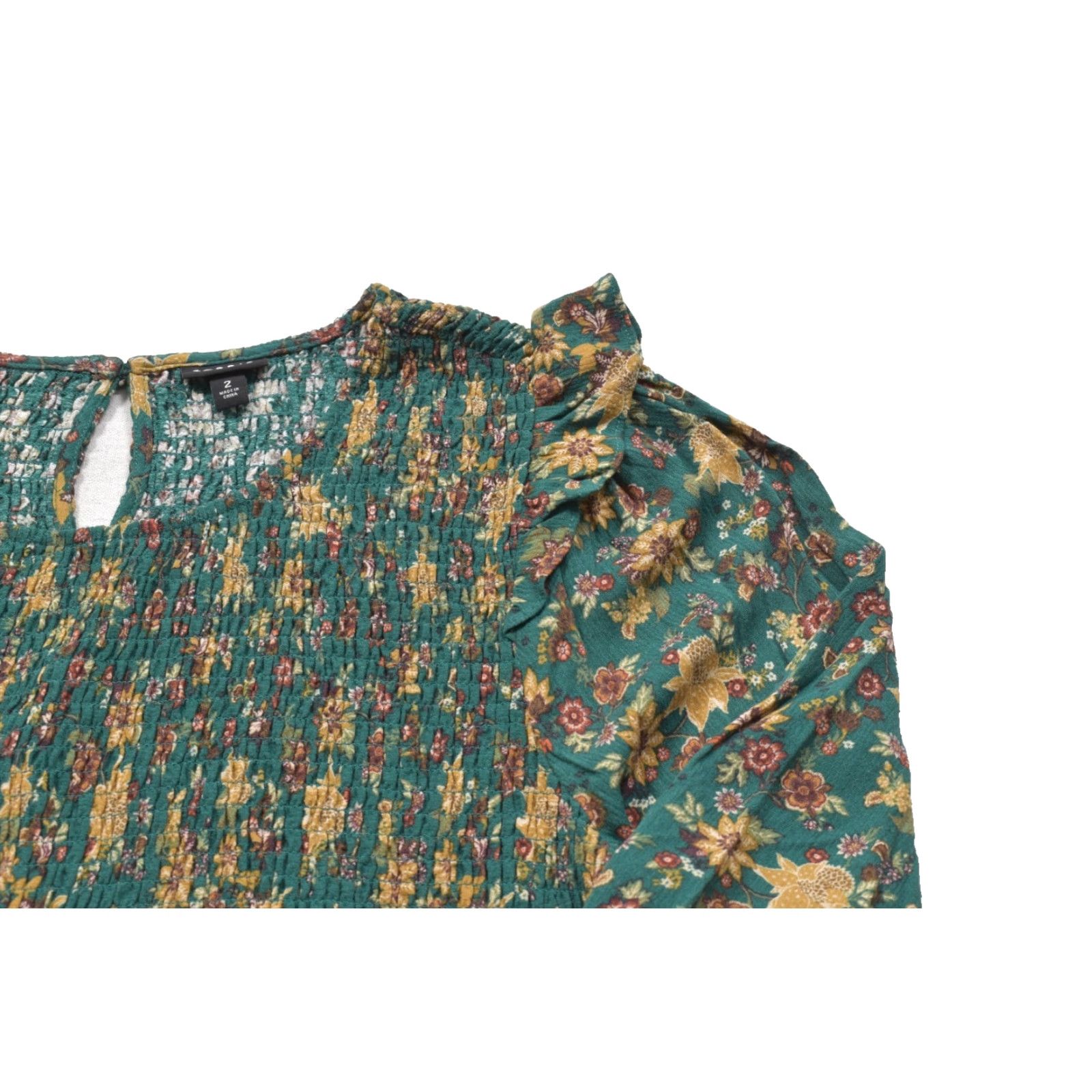 Torrid Torrid Blouse Shirt Green Floral Smocked Peplum Puff Sleeve Ruffle Long Sleeve 100% Cotton Plus Size 2 Womens Casual Top Size XS / US 0-2 / IT 36-38 - 8 Thumbnail